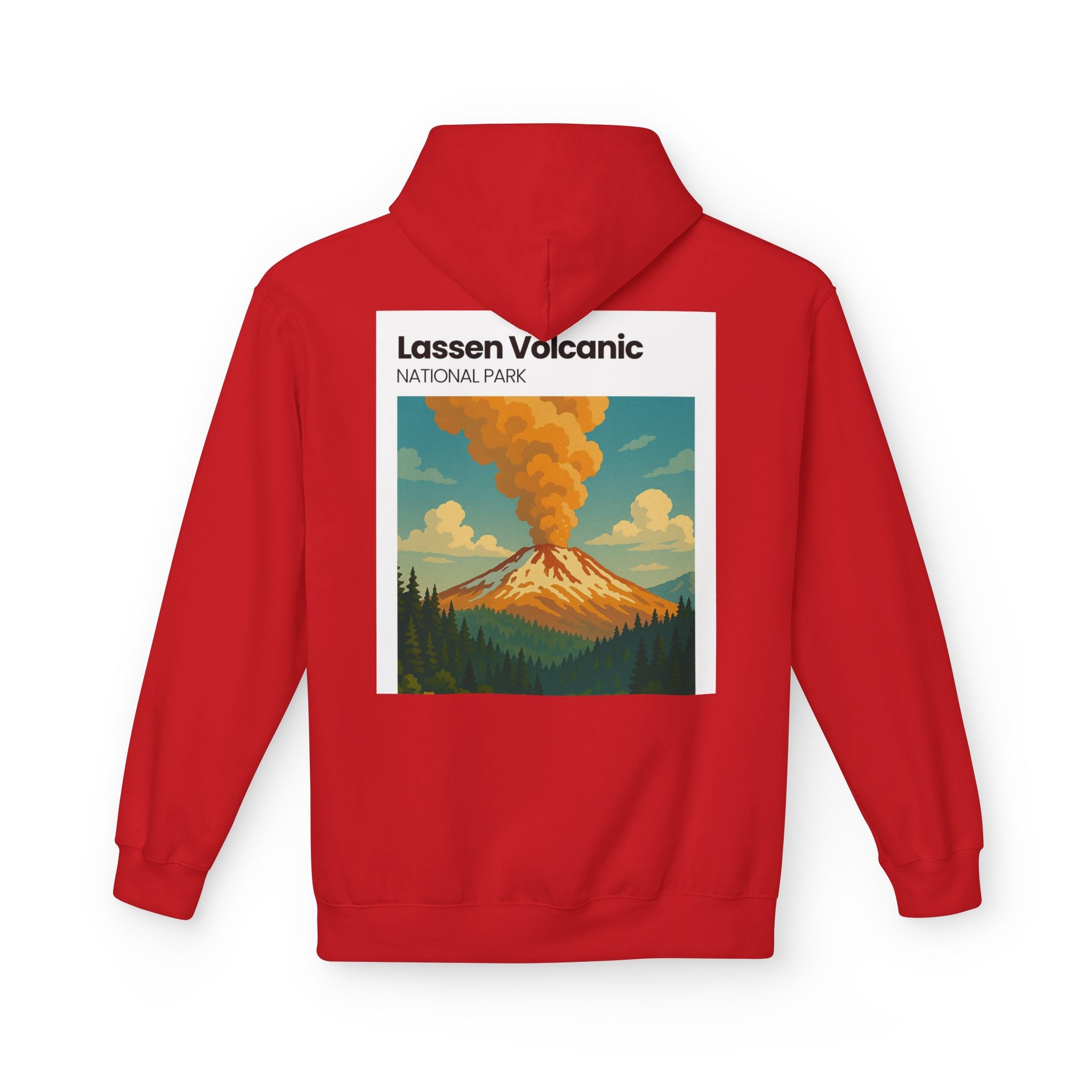Lassen Volcanic Poster Hoodie | National Park Volcano Illustration