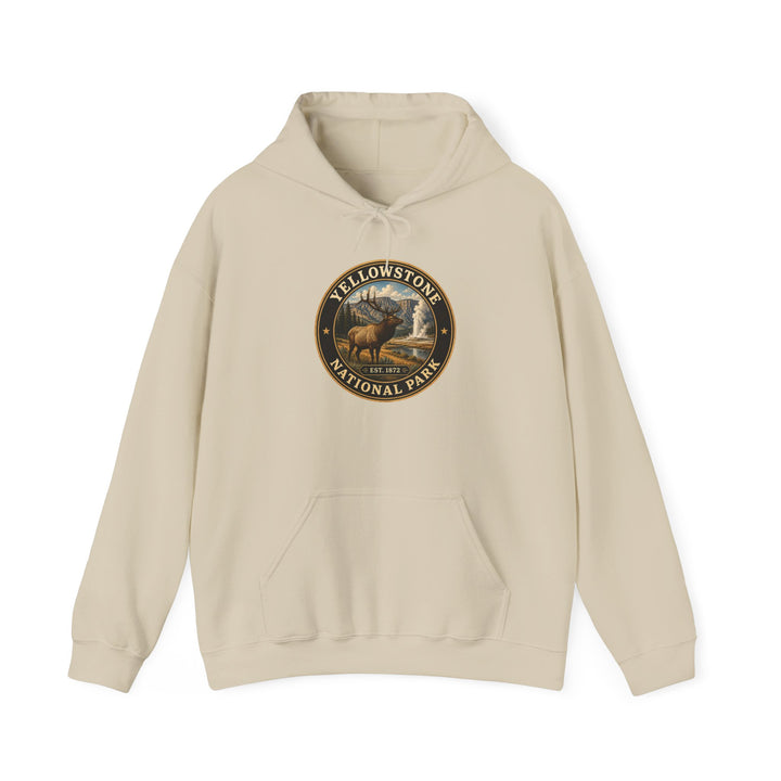 Yellowstone Elk Round Badge Hoodie