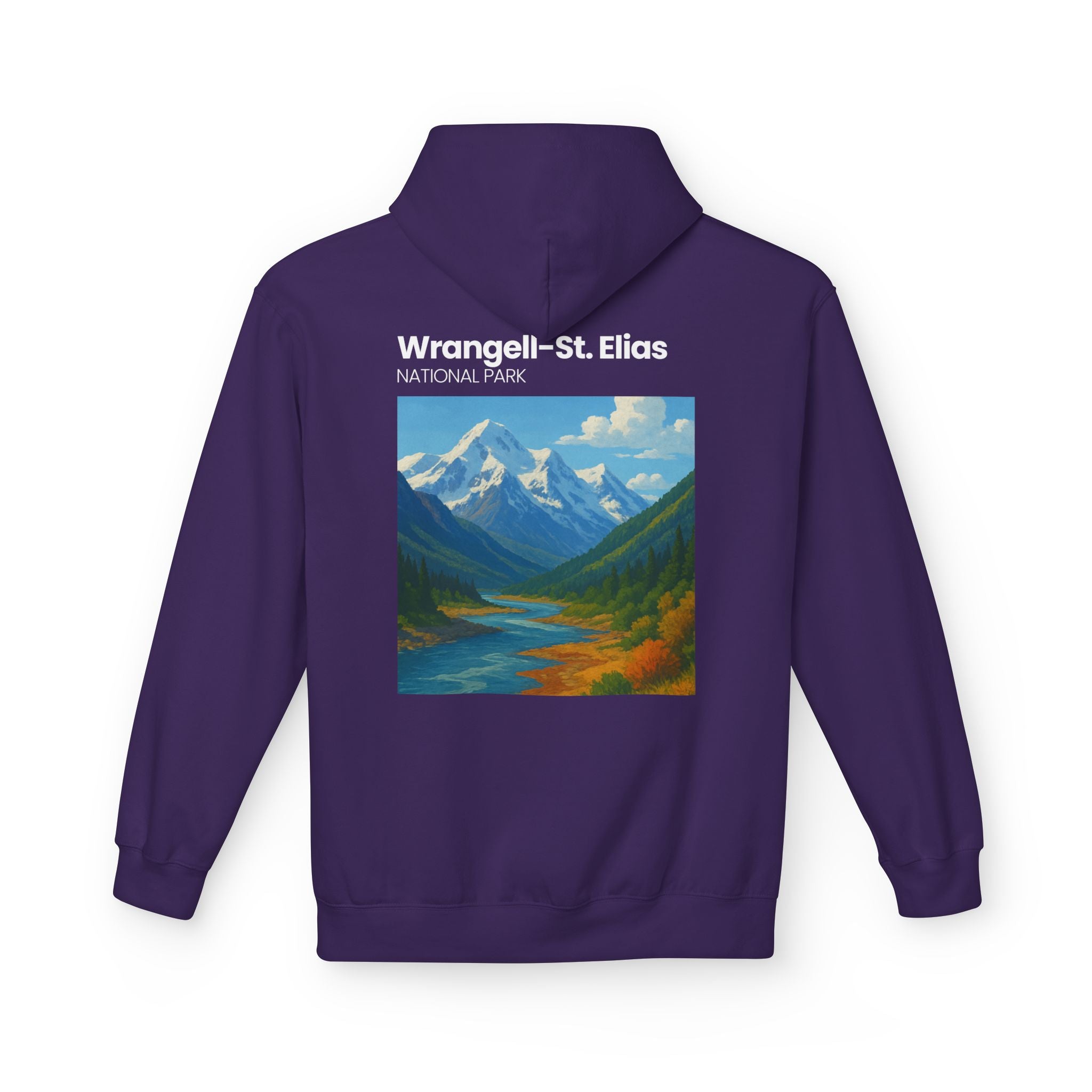 Wrangell–St. Elias National Park landscape Hoodie | Mountain river art