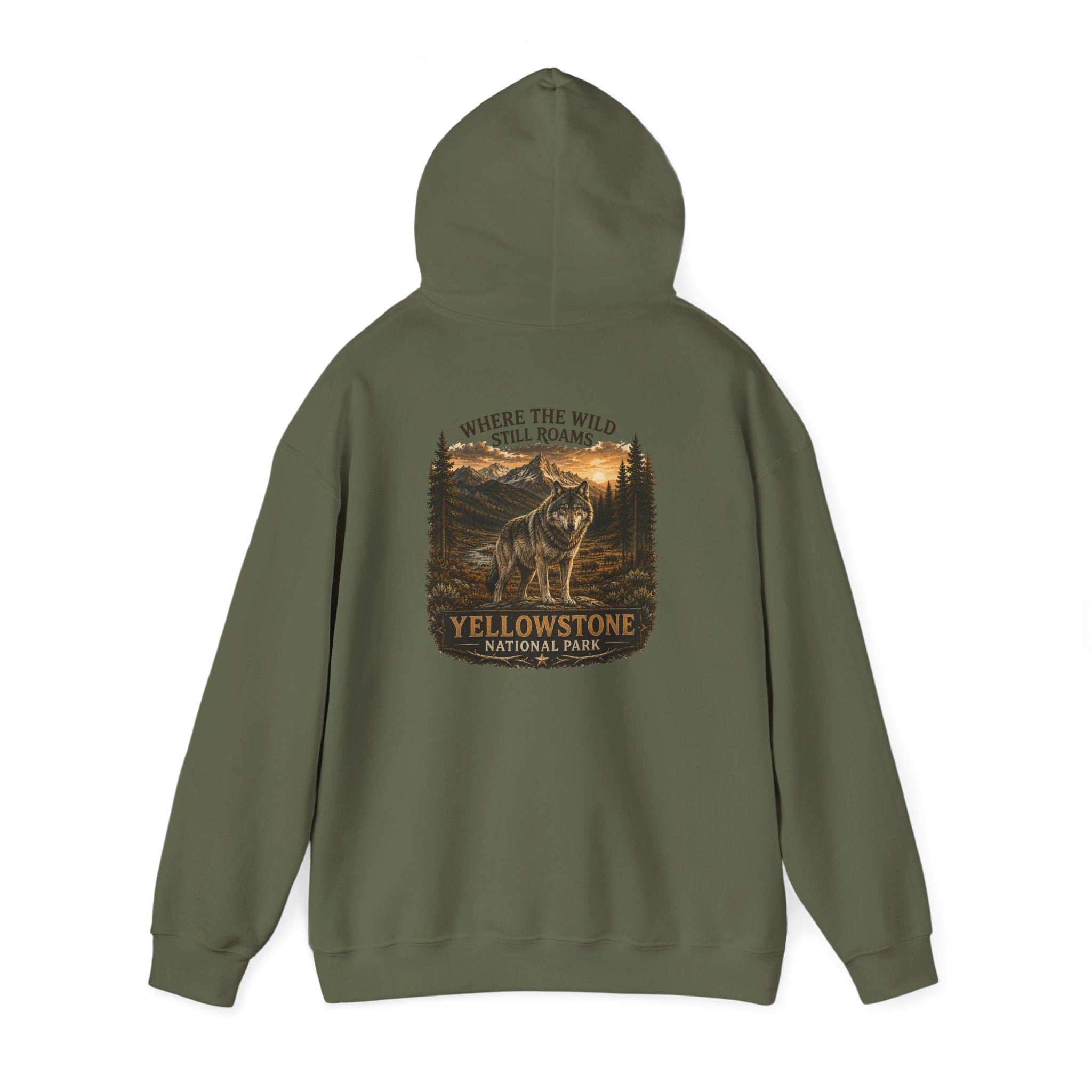 Yellowstone Wolf Round Badge Hoodie