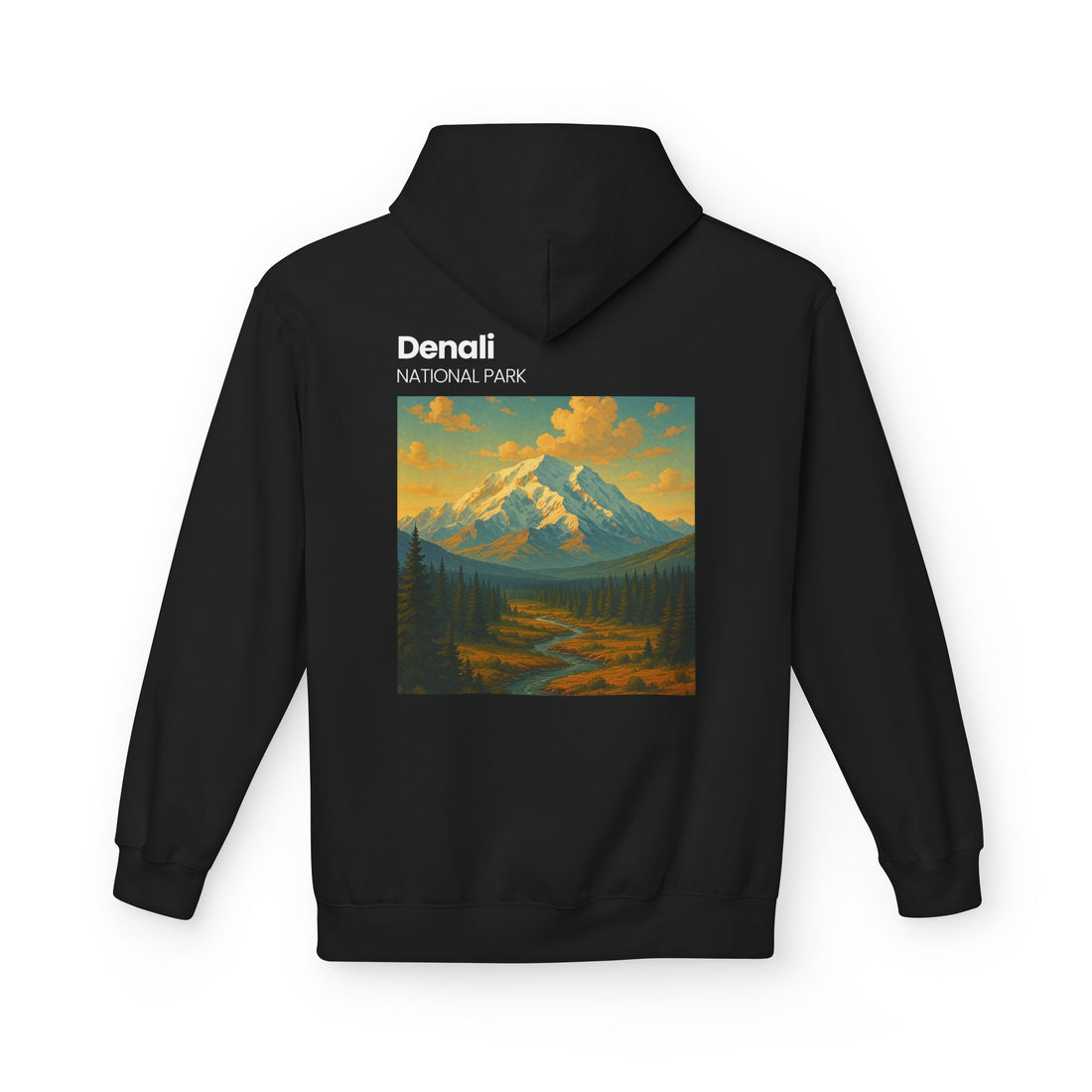 Mini Sunset Surf Patch Hoodie | Palm Tree Beach Graphic, White Chest Print