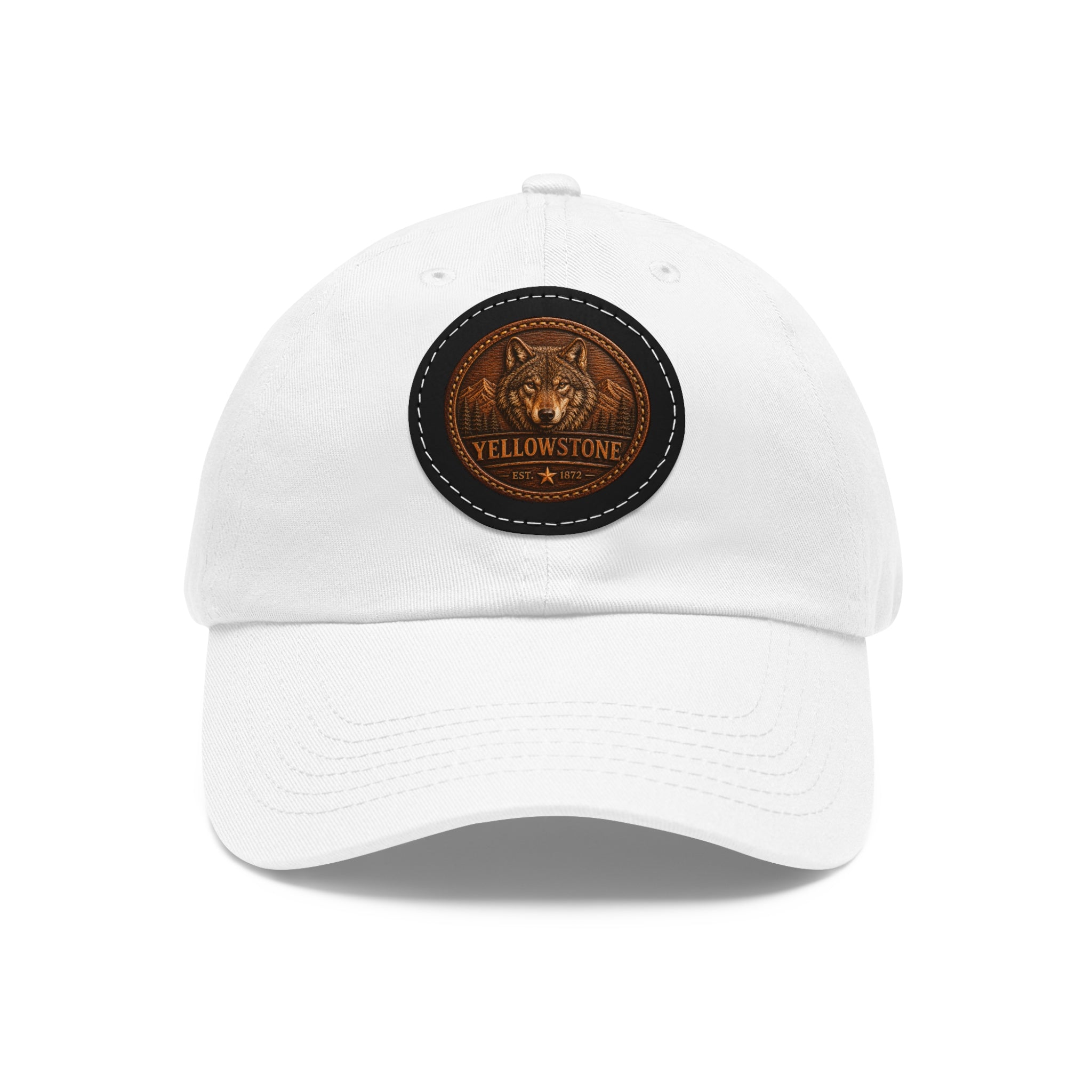 Yellowstone Wolf Leather Patch Dad Hat | Premium Round Patch Cap