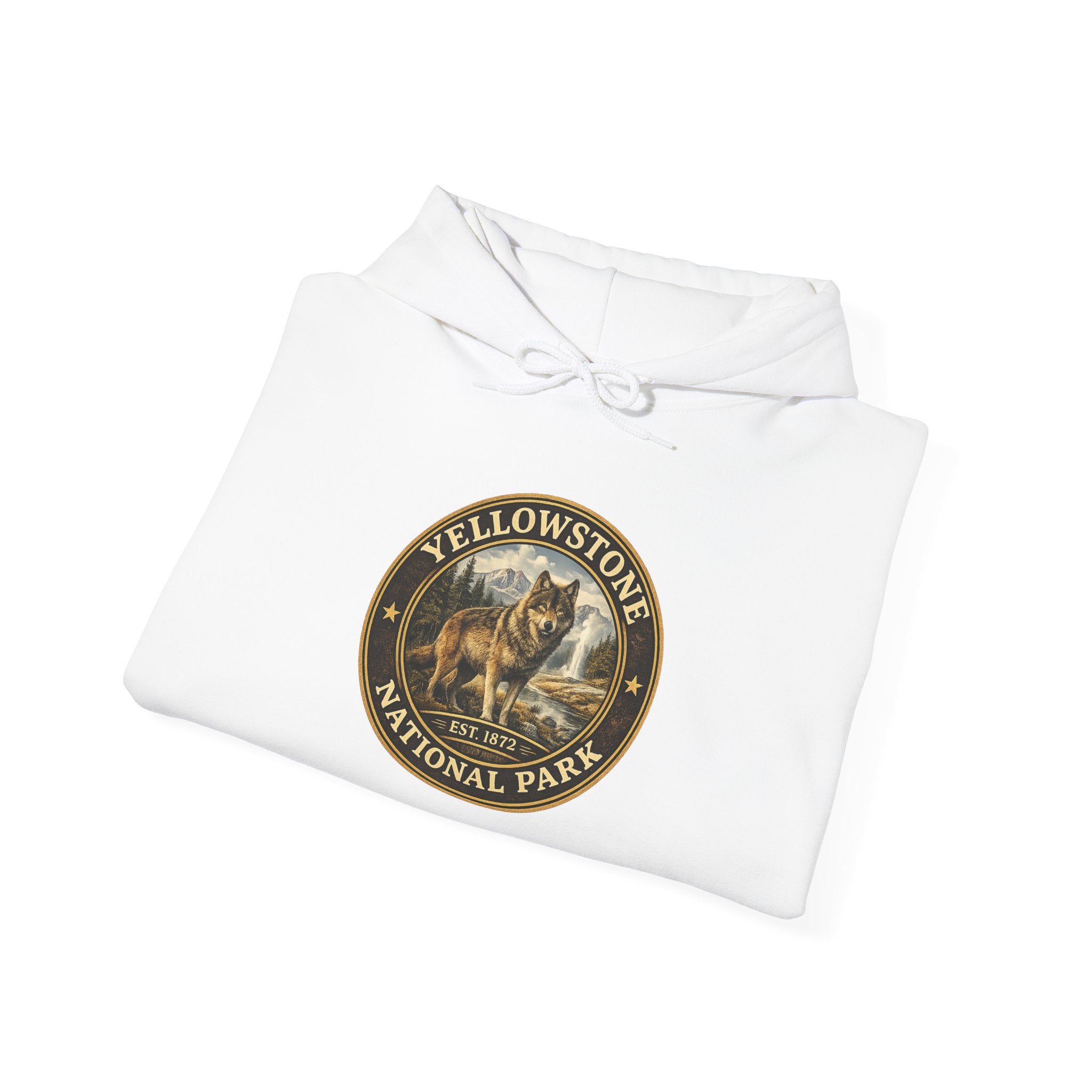 Yellowstone Wolf Round Badge Hoodie