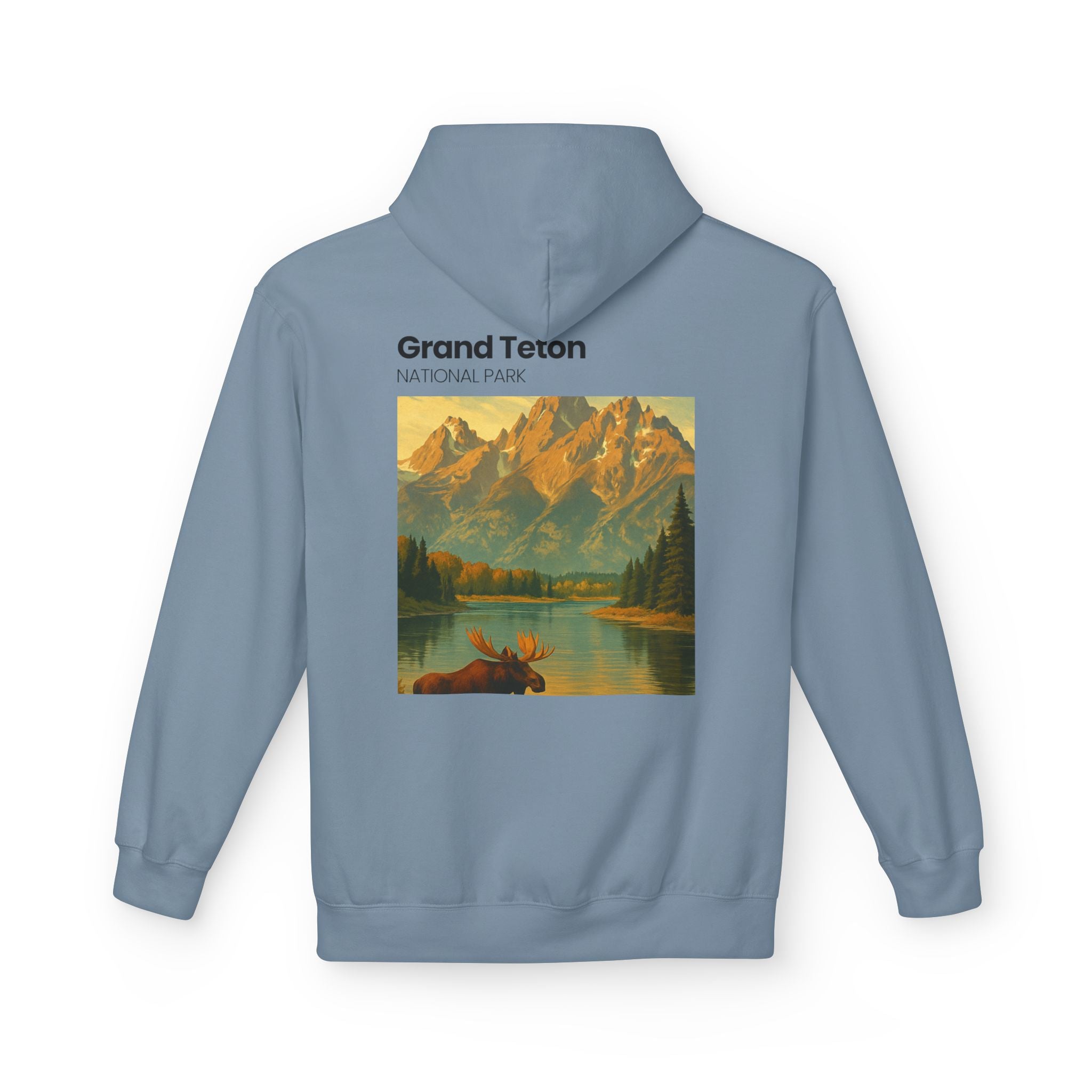 Grand Teton National Park scenic print Hoodie | Moose Lake mountain landscape