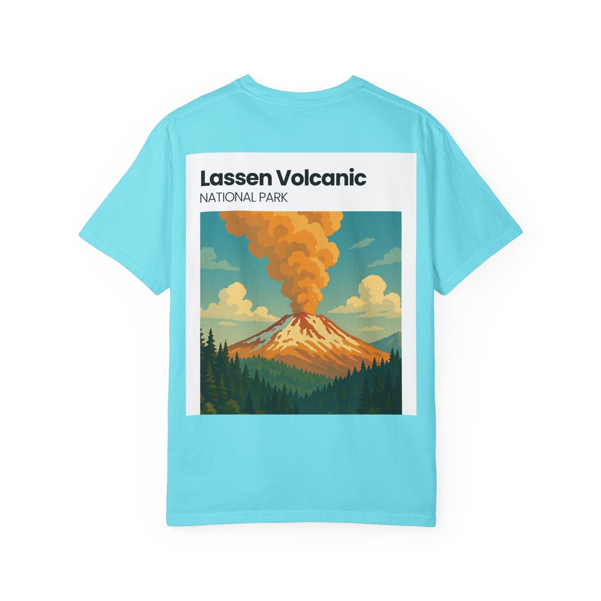 Lassen Volcanic Poster Art T-Shirt | Mountain Eruption Design