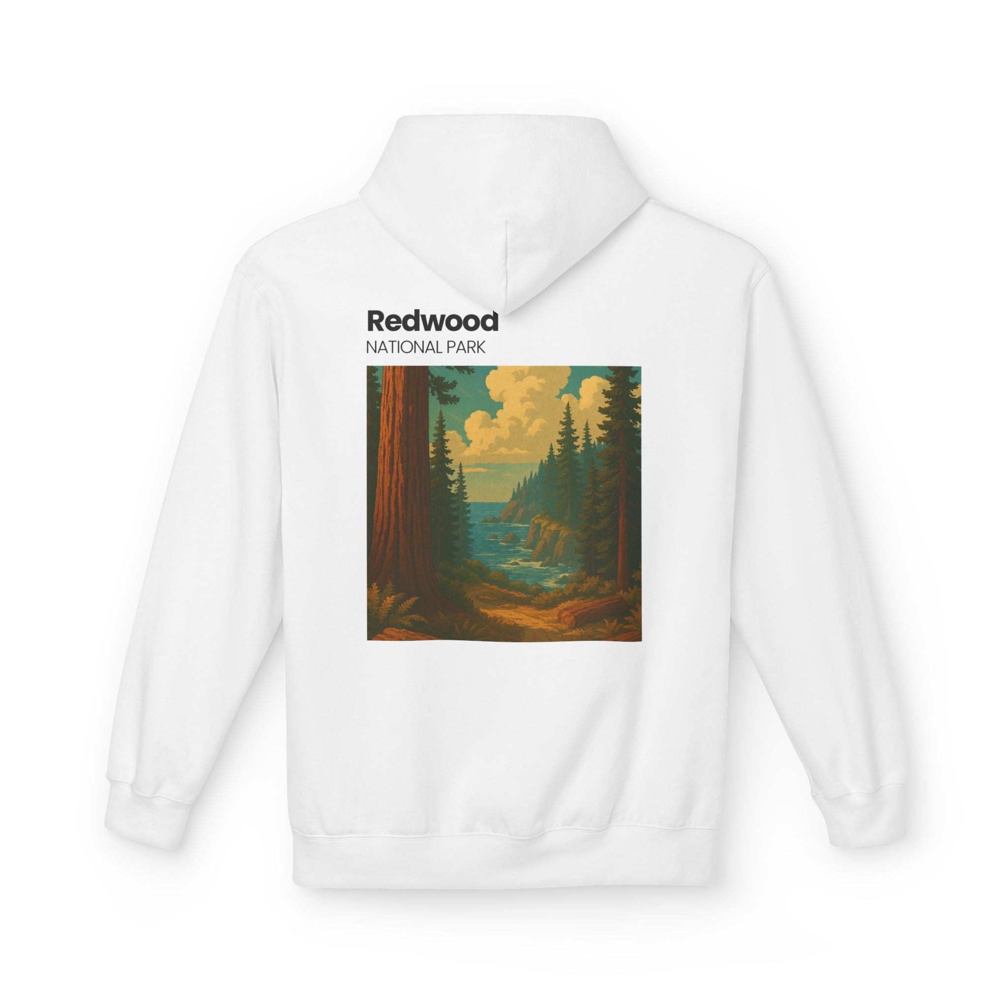Redwood National Park vintage landscape Hoodie | forest waterfall retro travel art