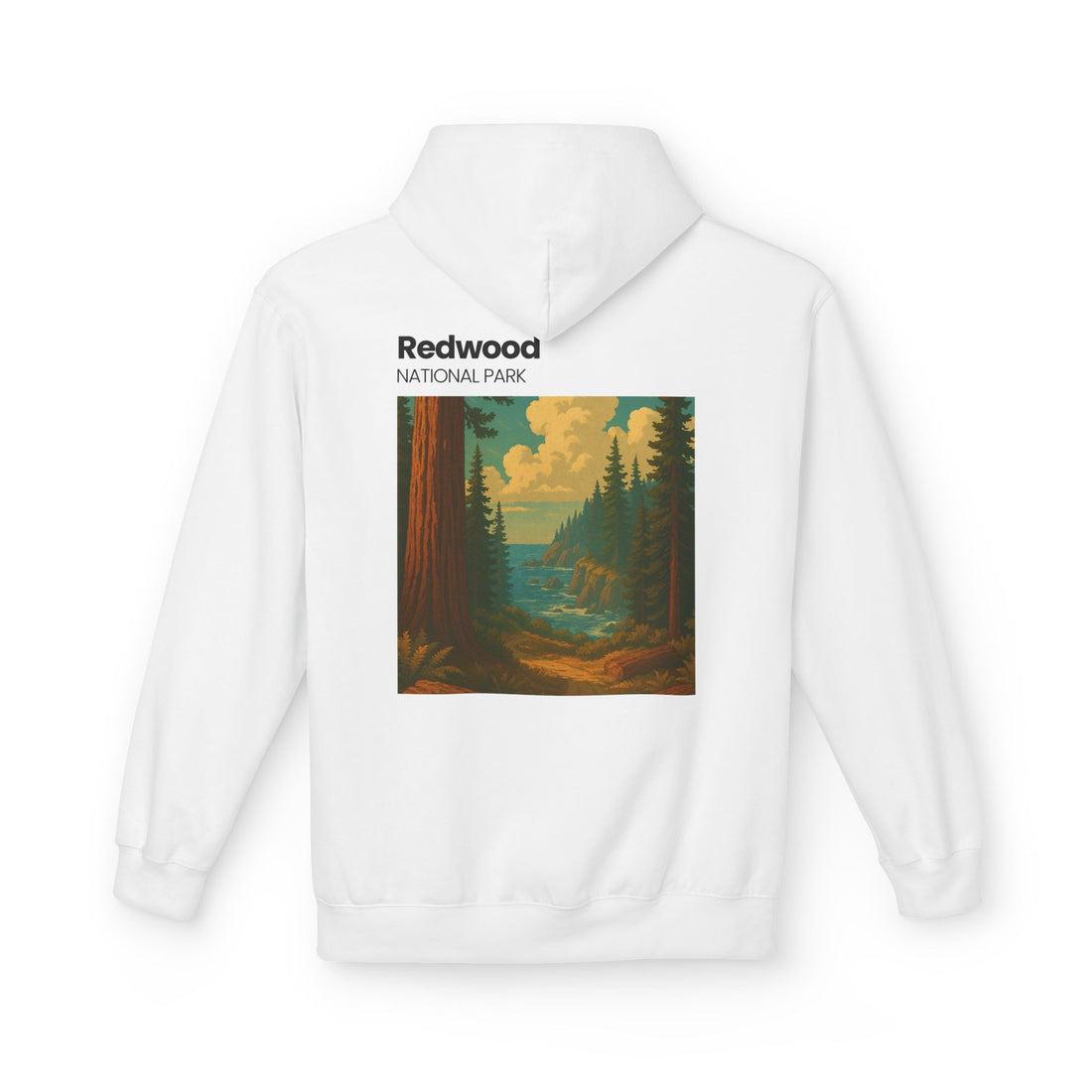 Redwood National Park vintage landscape Hoodie | forest waterfall retro travel art