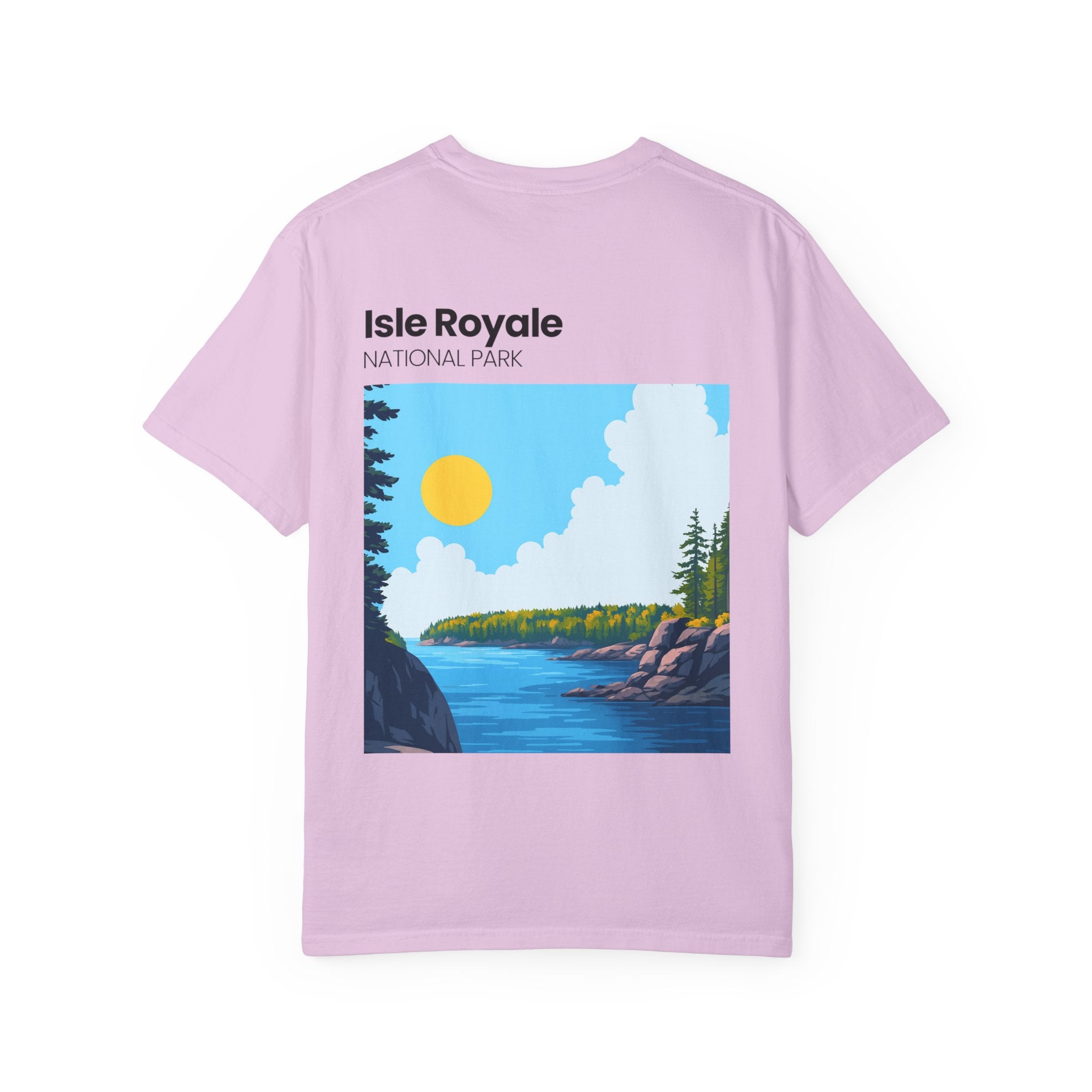 Isle Royale National Park Illustration T-shirt | Scenic Lake Sunrise Tee