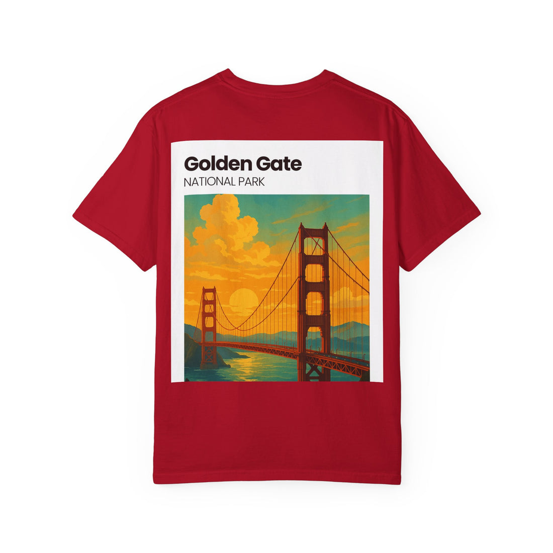 Golden Gate National Park Poster T-shirt | Vintage Sunset Bridge Design