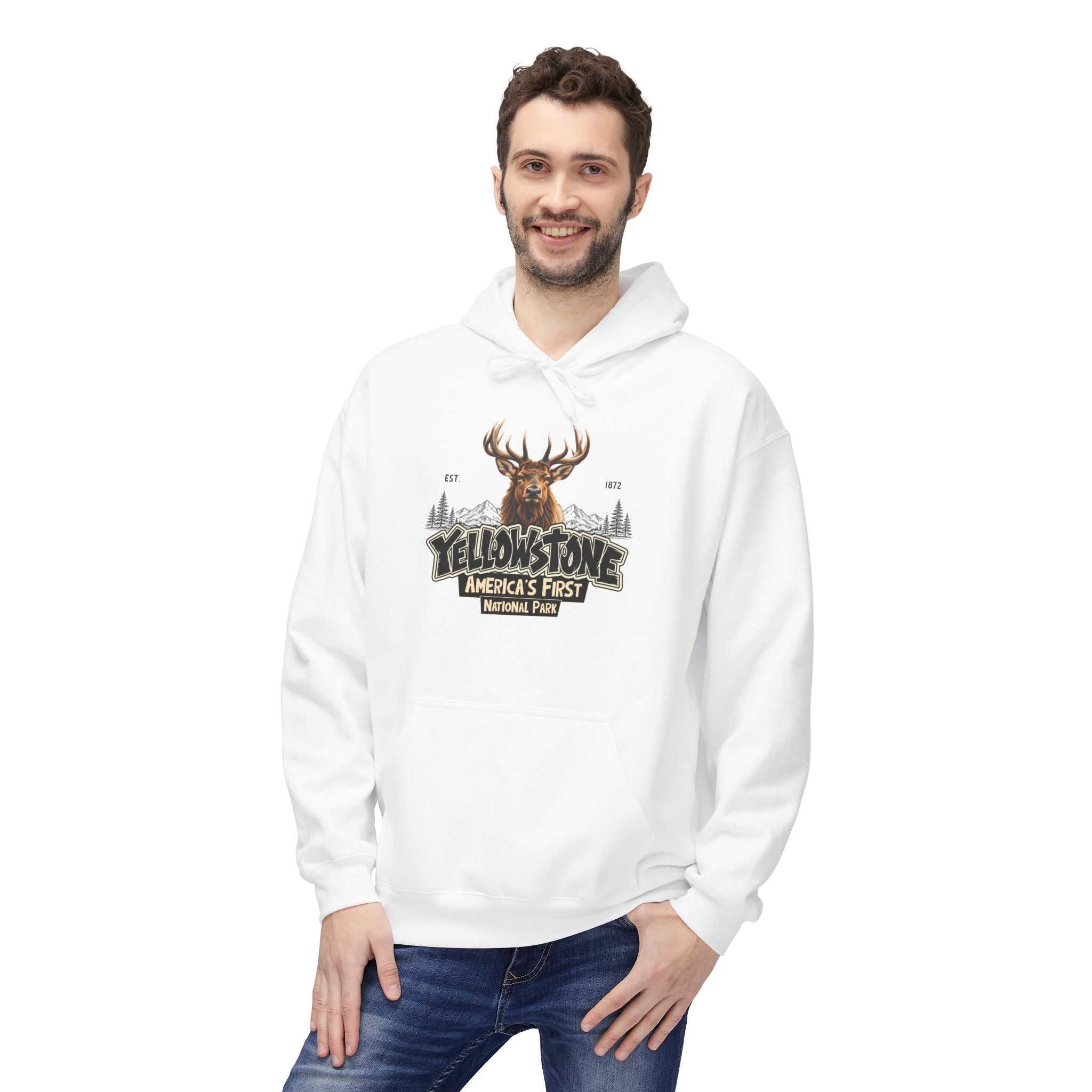 Yellowstone Elk – Where the Wild Still Roams Hoodie Model1