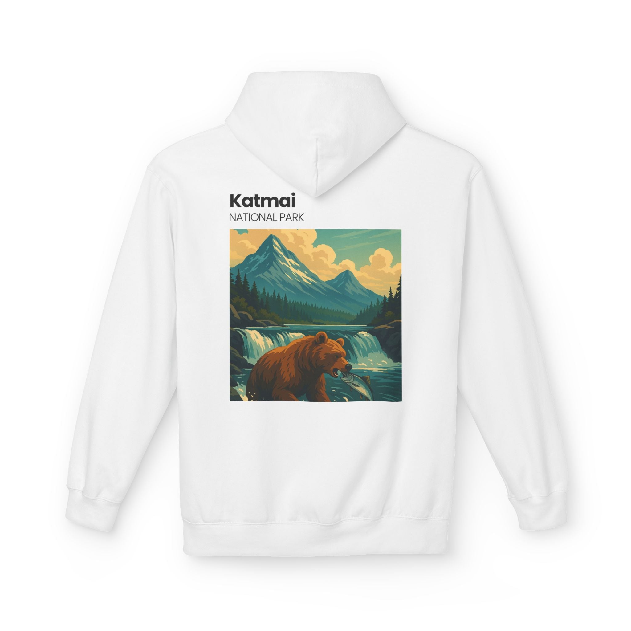 Katmai National Park Bear Hoodie | Vintage Wilderness Landscape