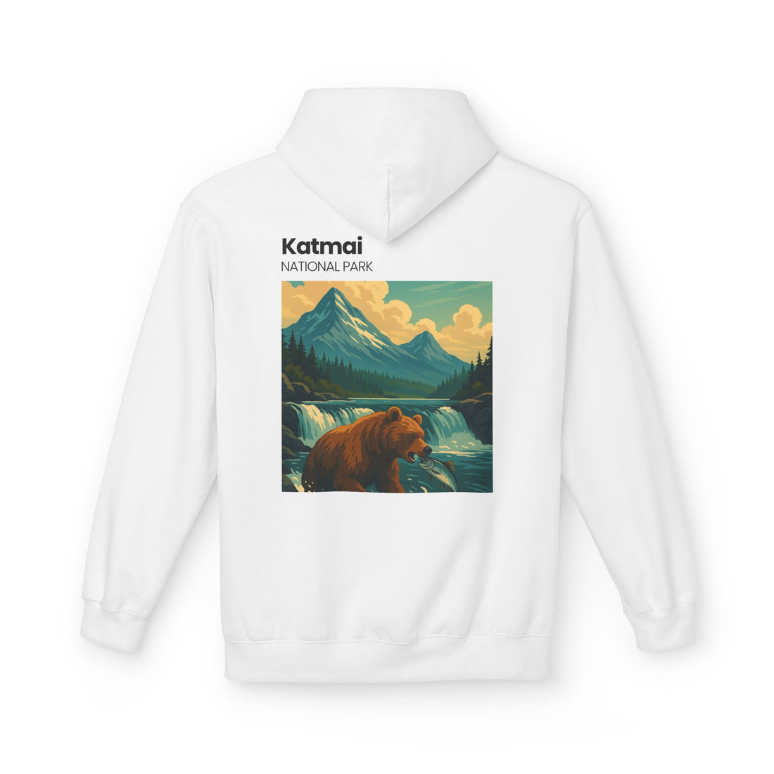 Katmai National Park Bear Hoodie | Vintage Wilderness Landscape
