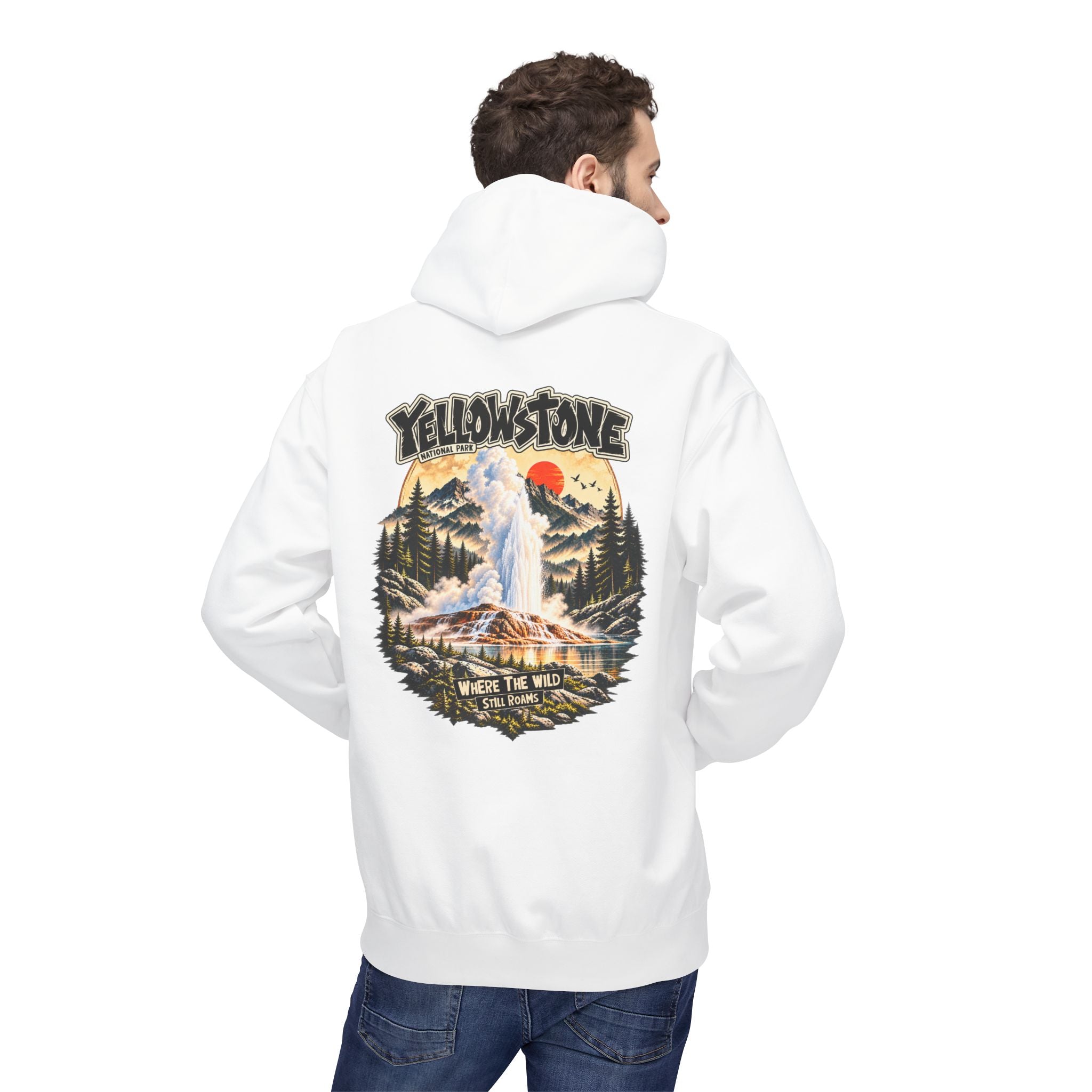 Yellowstone Old Faithful – Where the Wild Still Roams Hoodie Model2