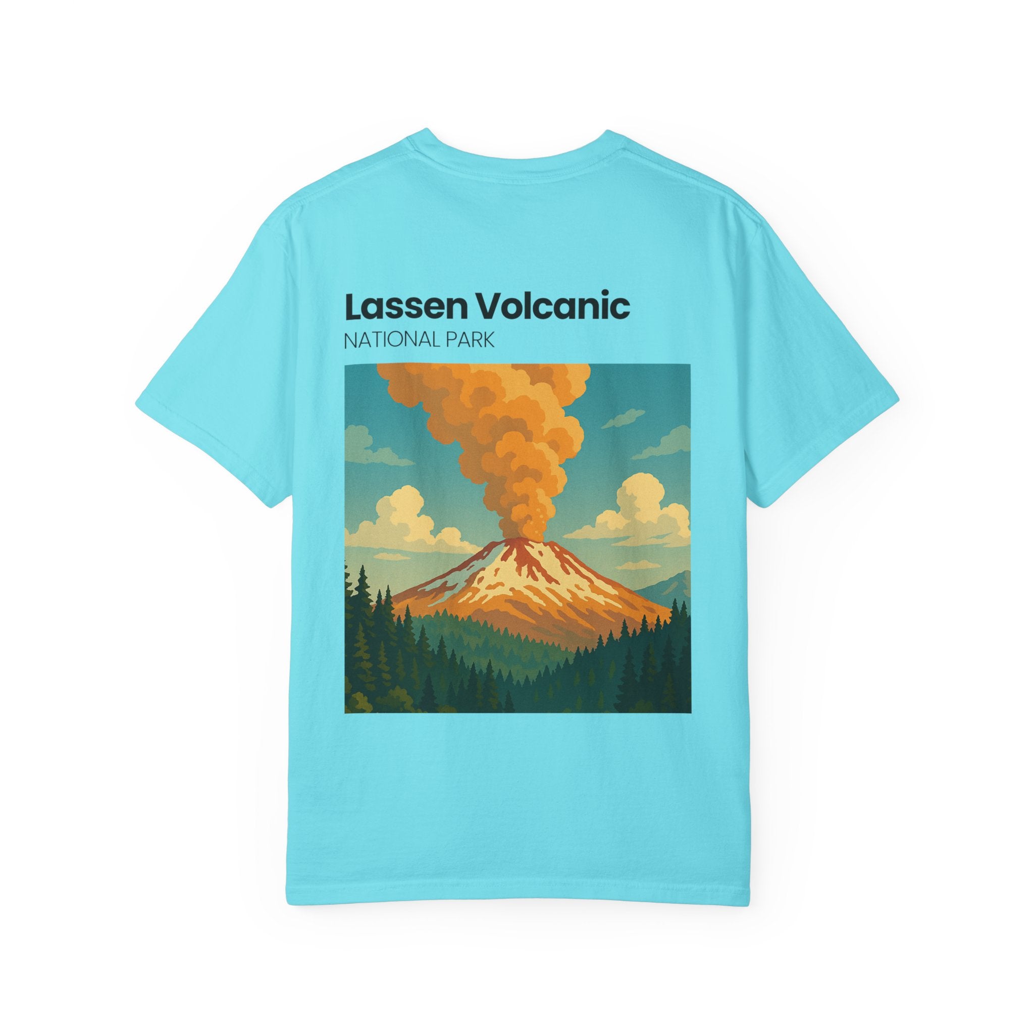 Lassen Volcanic Poster Art T-Shirt | Mountain Eruption Design