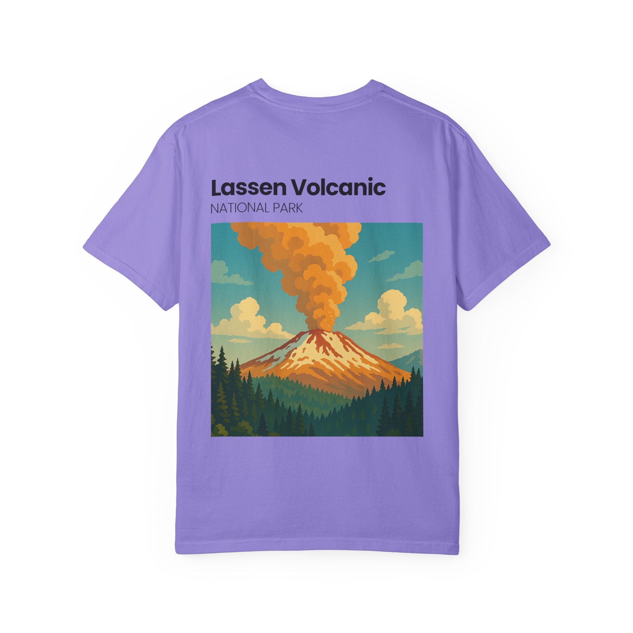 Lassen Volcanic Poster Art T-Shirt | Mountain Eruption Design