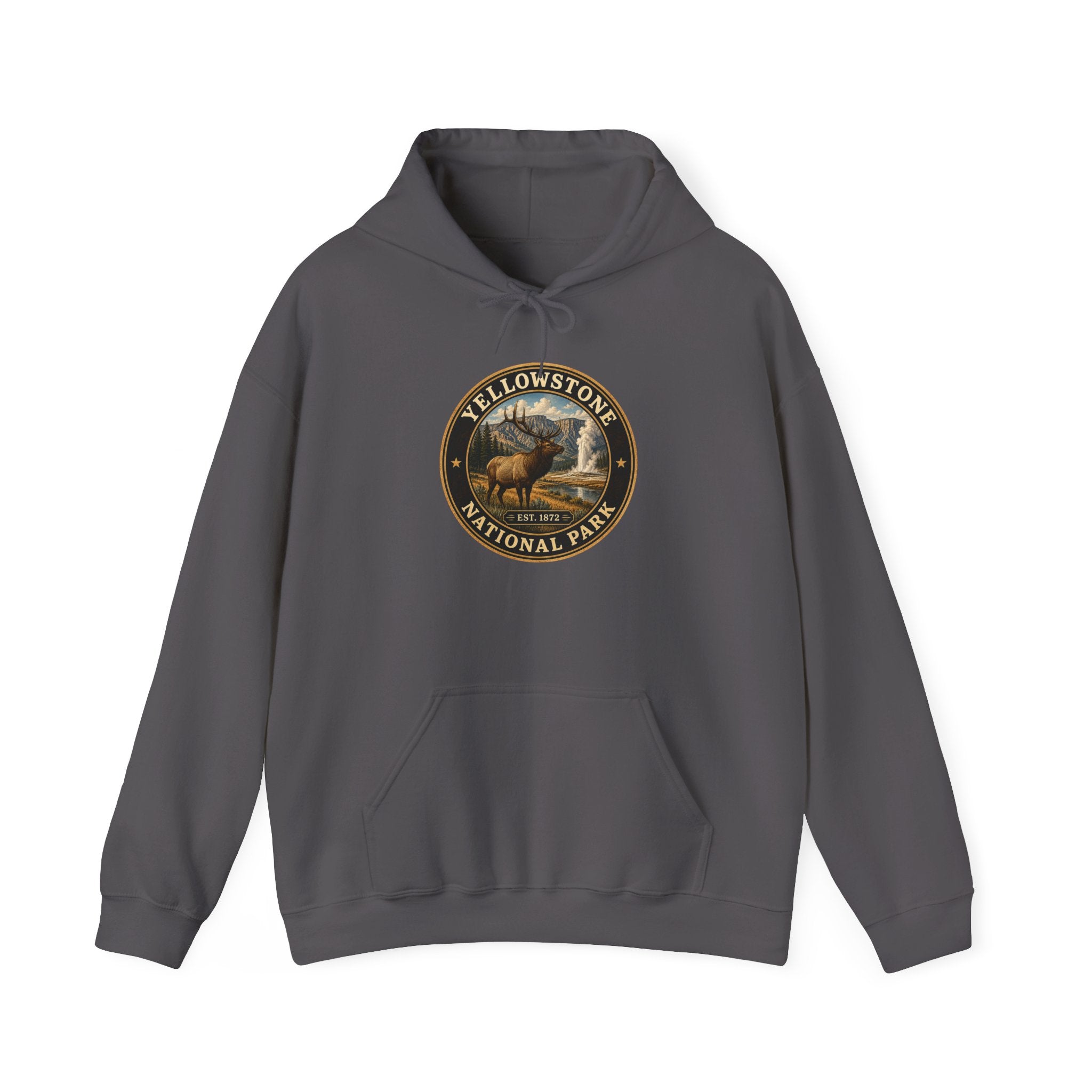 Yellowstone Elk Round Badge Hoodie