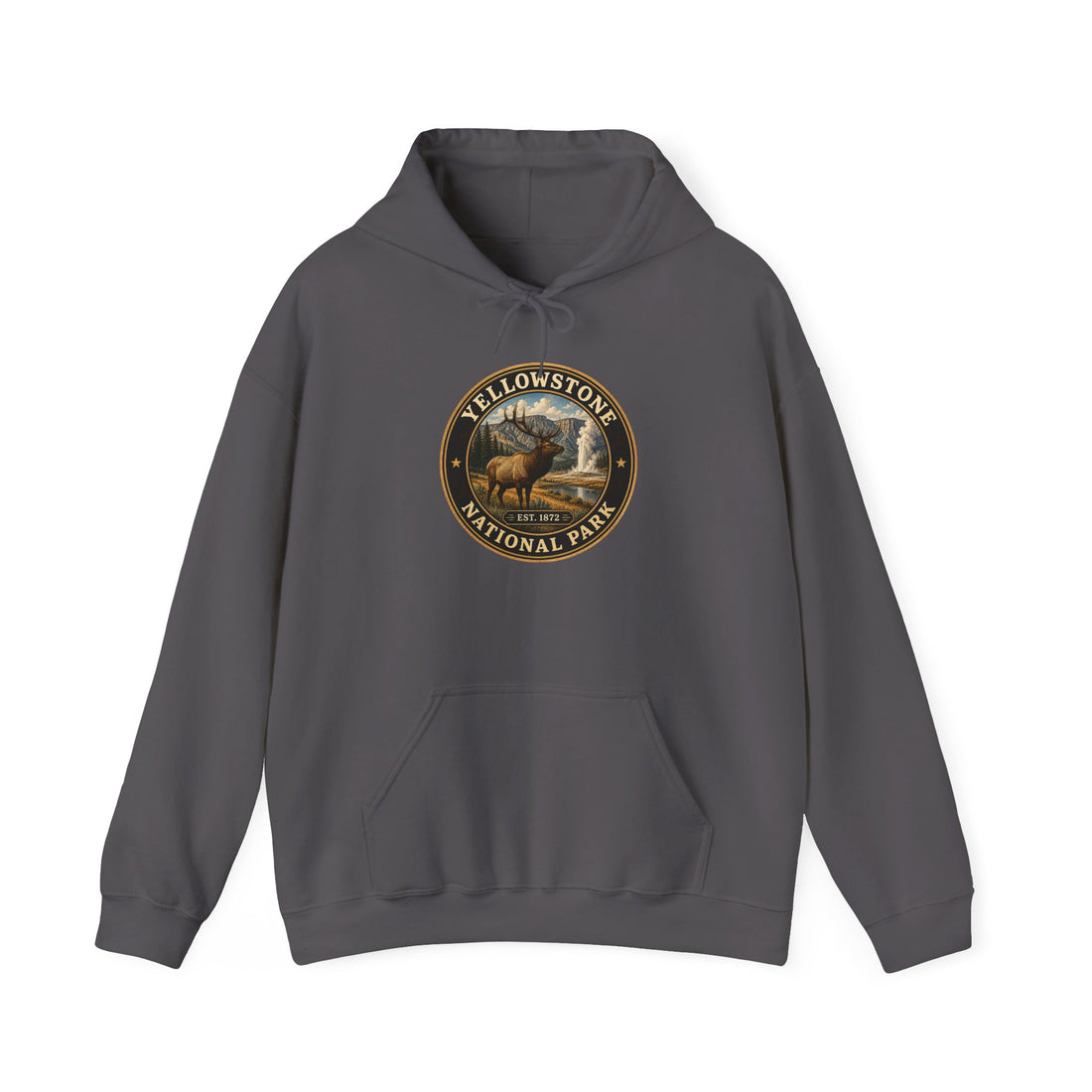 Yellowstone Elk Round Badge Hoodie