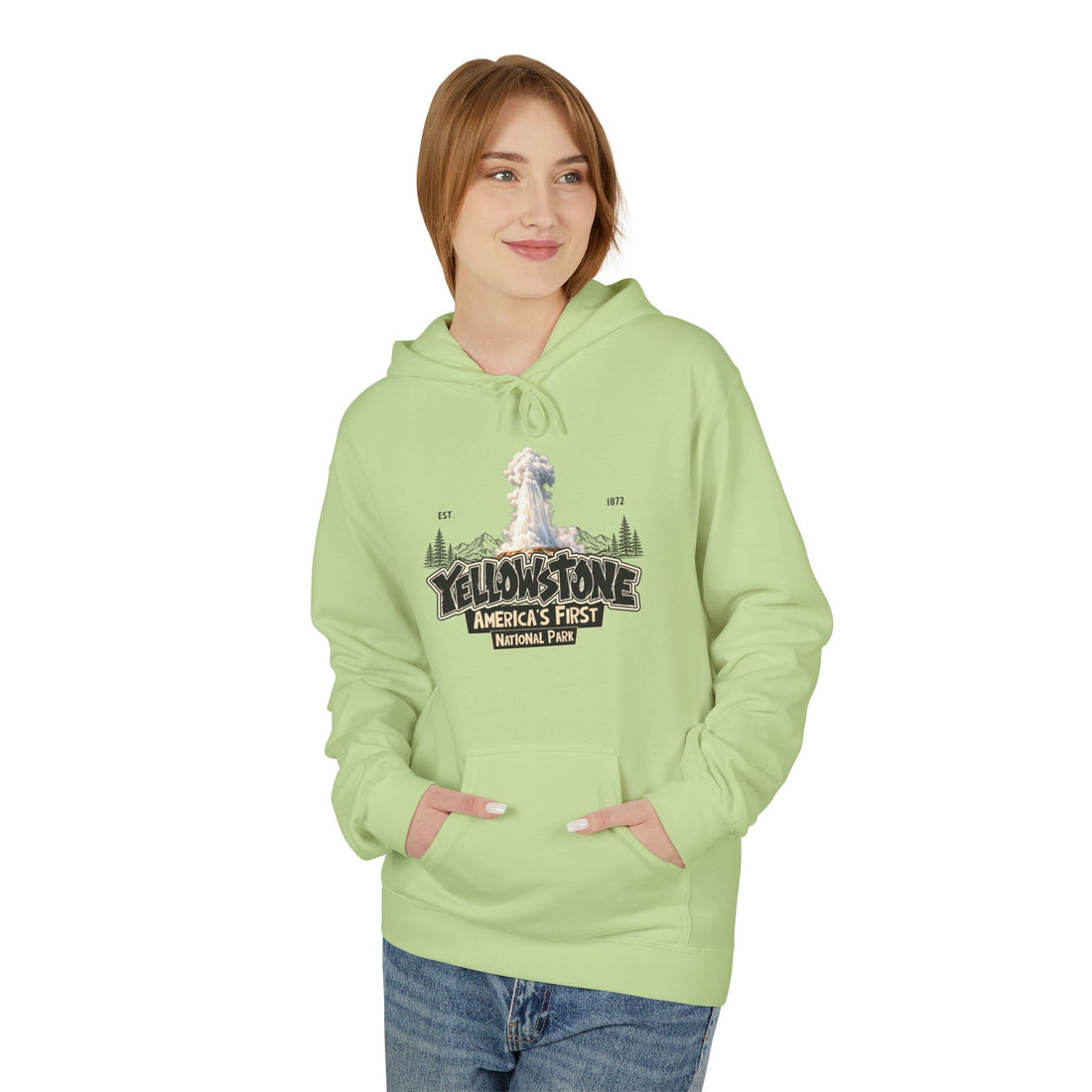 Yellowstone Old Faithful – Where the Wild Still Roams Hoodie Model2