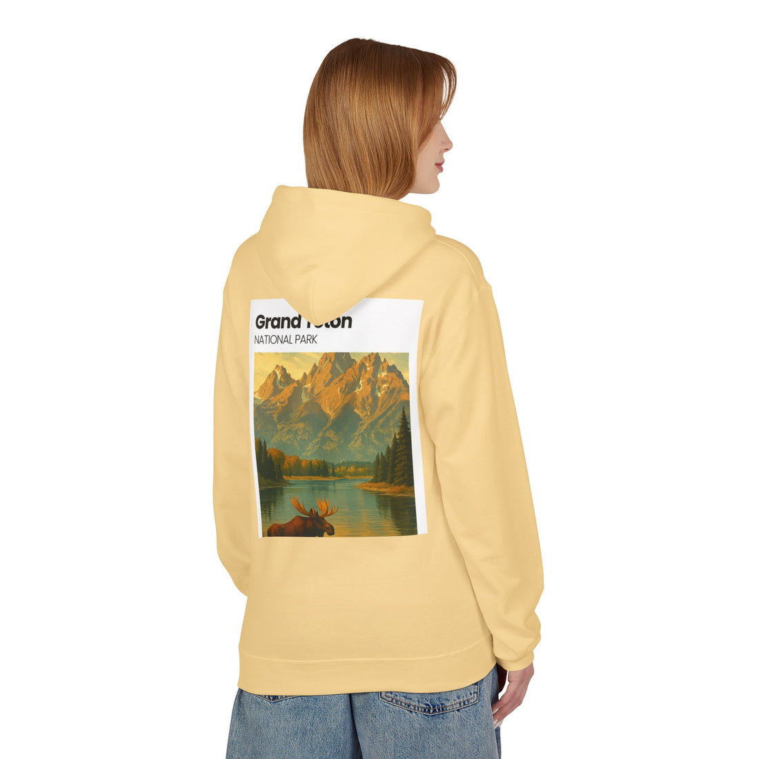 Grand Teton National Park scenic print Hoodie | Moose Lake mountain landscape