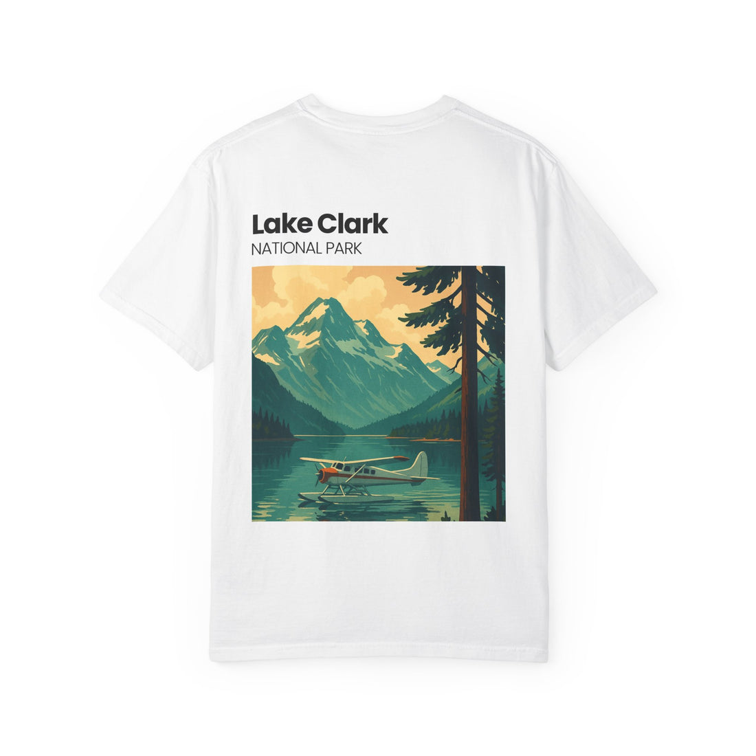 Lake Clark National Park Seaplane Graphic T-shirt | Vintage Travel Poster