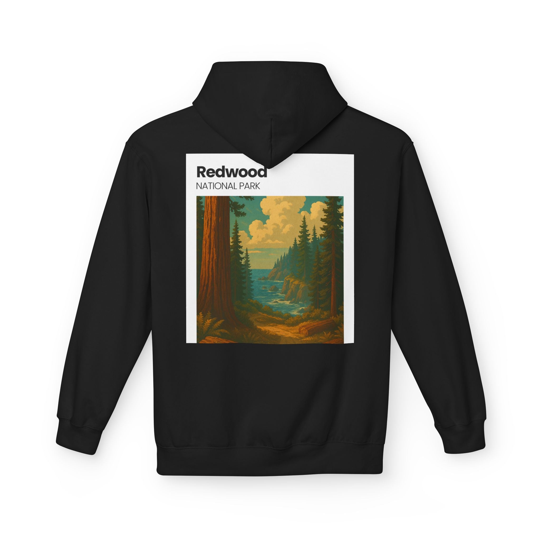 Redwood National Park vintage landscape Hoodie | forest waterfall retro travel art