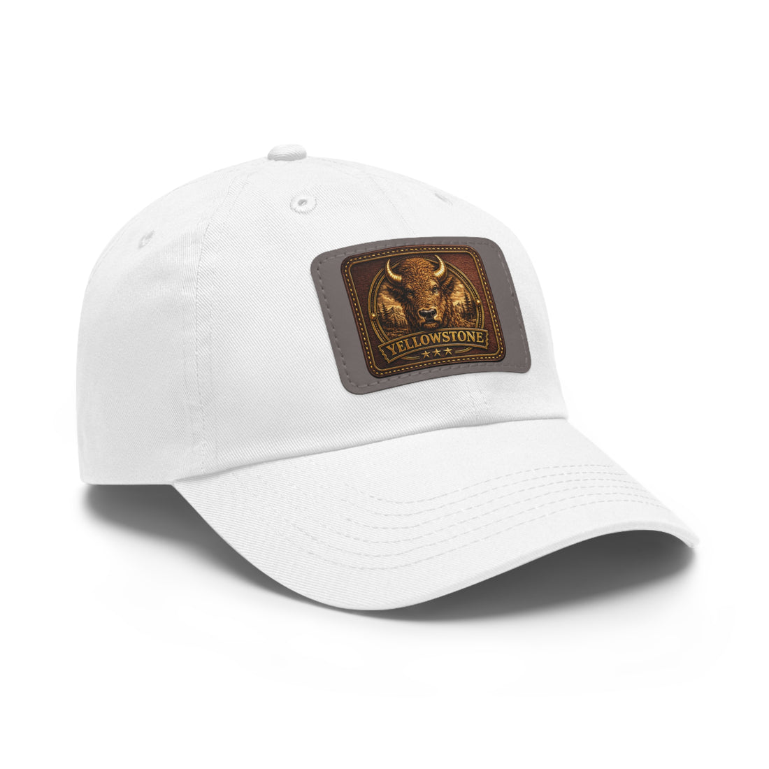 Yellowstone Bison Leather Patch Dad Hat | Rectangle Patch Cap