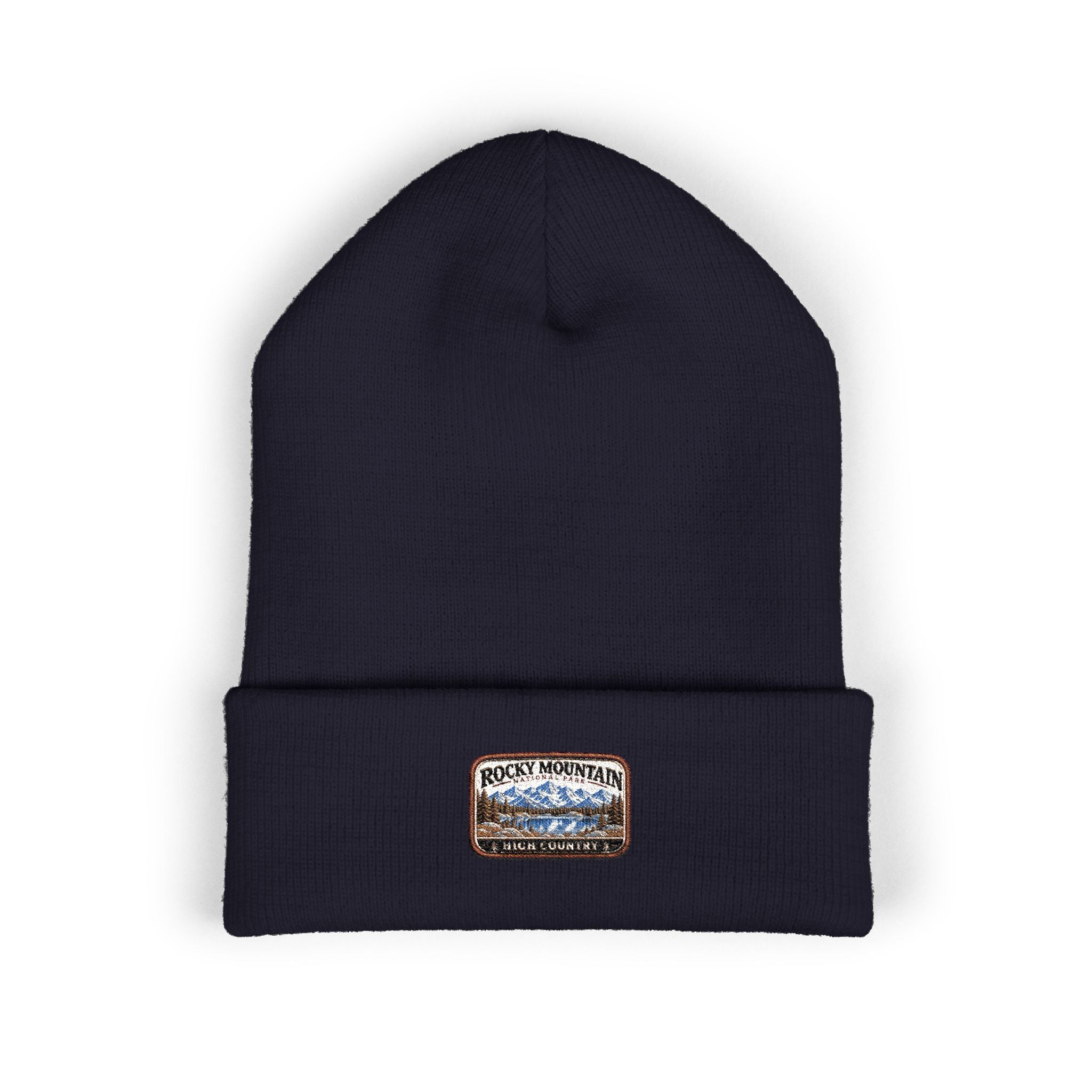 Rocky Mountain National Park Alpine Lake Beanie Square Logo