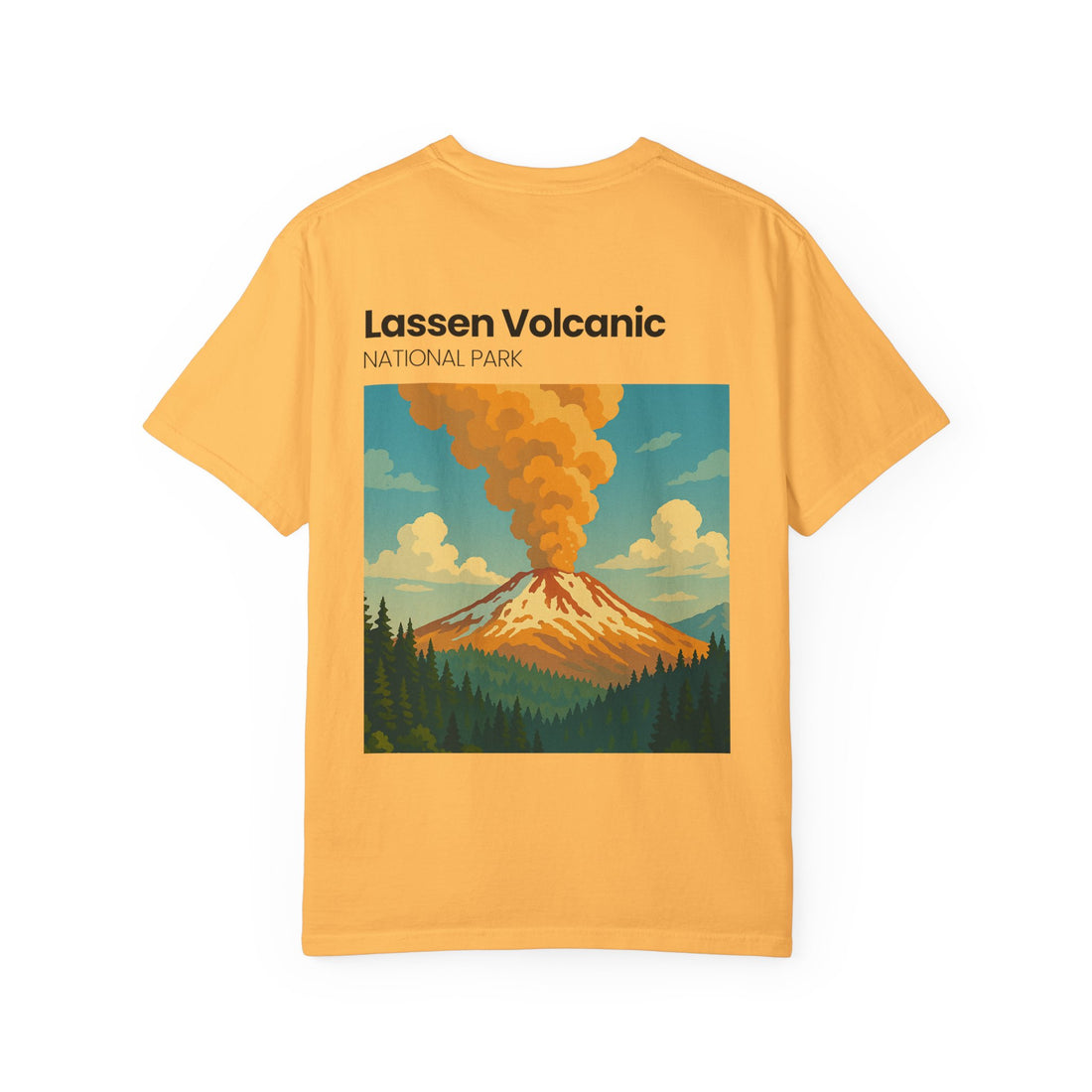 Lassen Volcanic Poster Art T-Shirt | Mountain Eruption Design