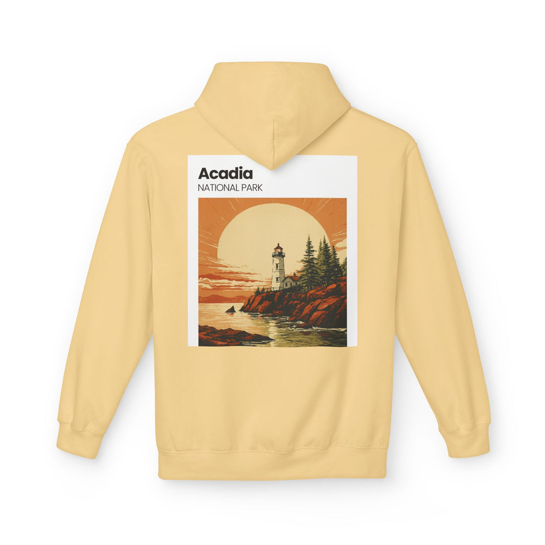 Acadia National Park Lighthouse Hoodie | Sunset Coast Vintage Poster