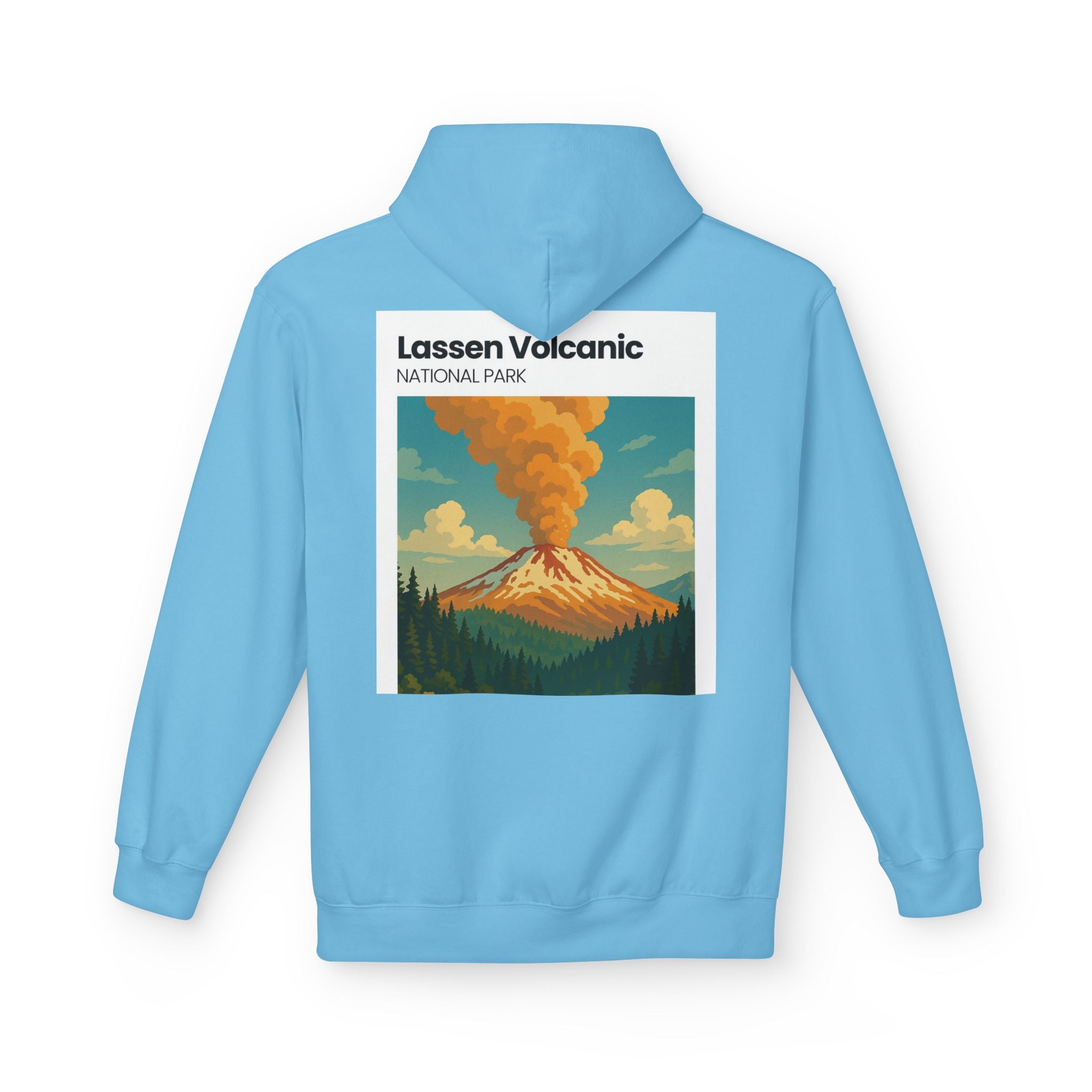 Lassen Volcanic Poster Hoodie | National Park Volcano Illustration