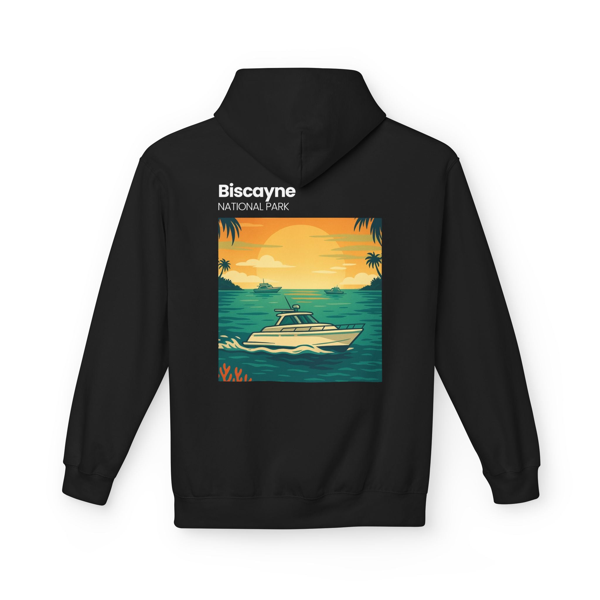 Biscayne National Park Boat Sunset Hoodie | Nautical Tropical Graphic