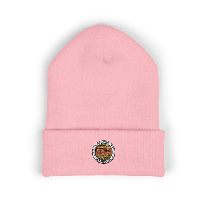 Watercolor Pizza Patch Beanie | Embroidered Cuffed Knit Hat