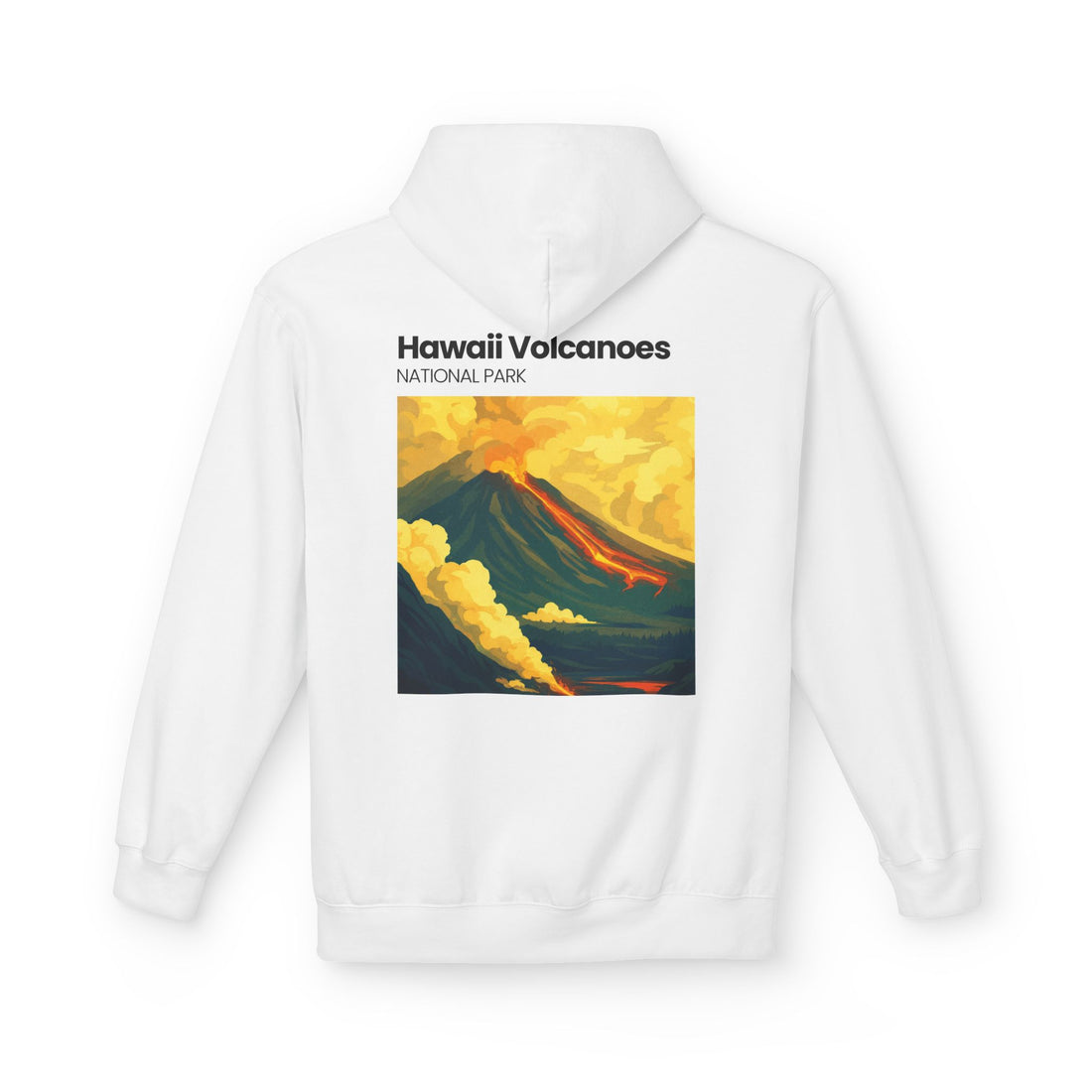 Hawaii Volcanoes National Park Volcano Illustration Hoodie | Vintage Travel Poster Style