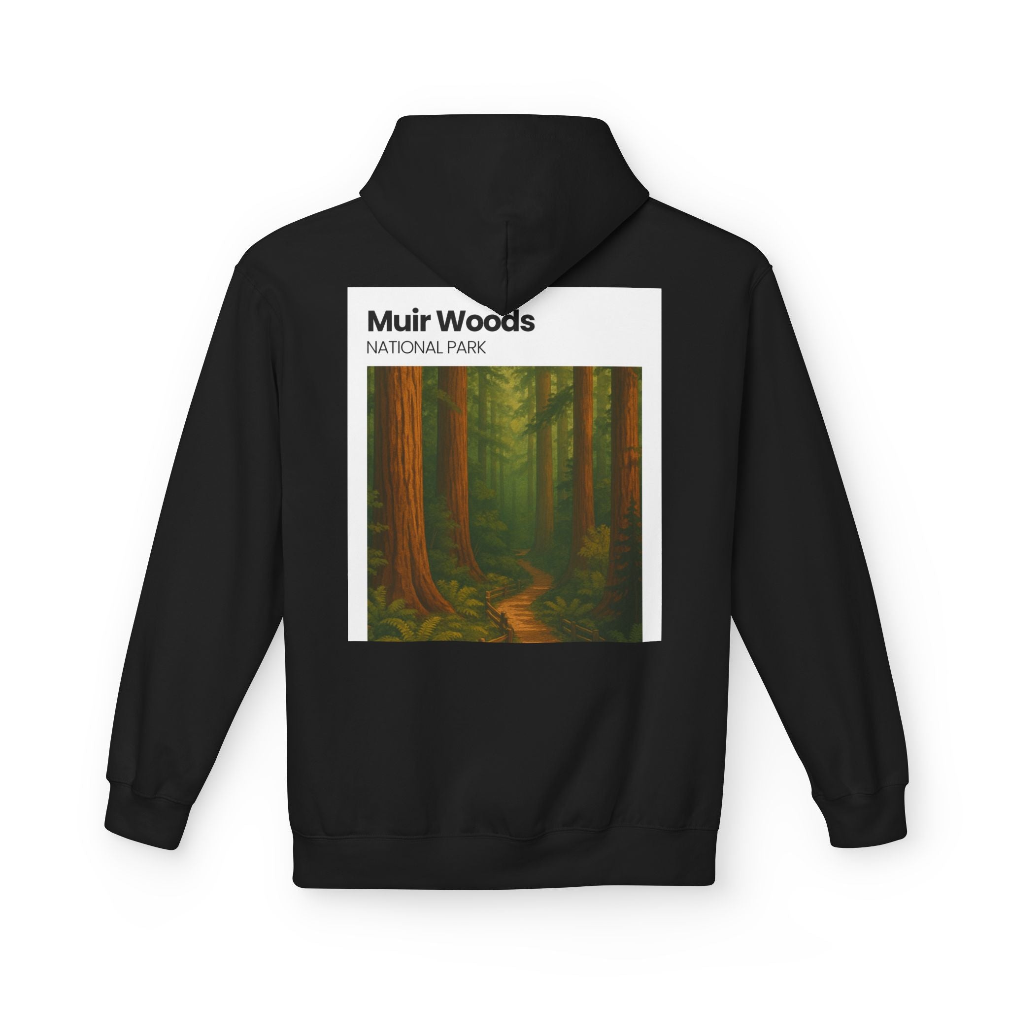 Muir Woods National Park Forest Path Hoodie | Vintage Nature Poster