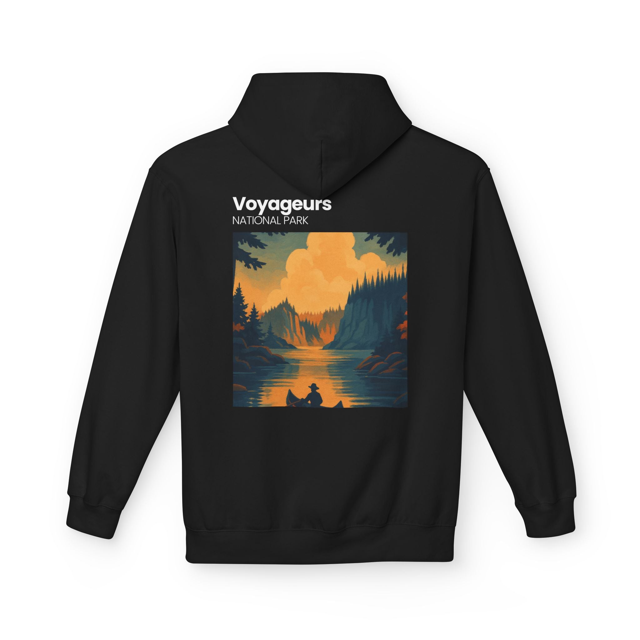 Voyageurs National Park Canoe Sunset Hoodie | Nature Landscape Pullover