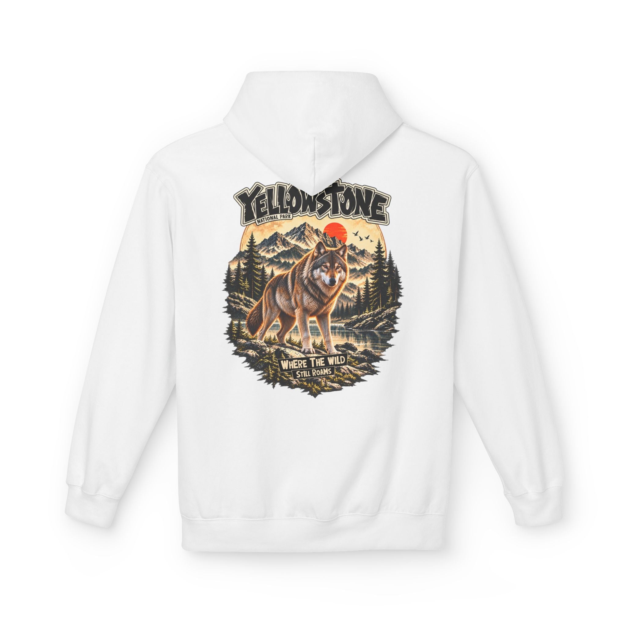 Yellowstone Wolf – Where the Wild Still Roams Hoodie Model2
