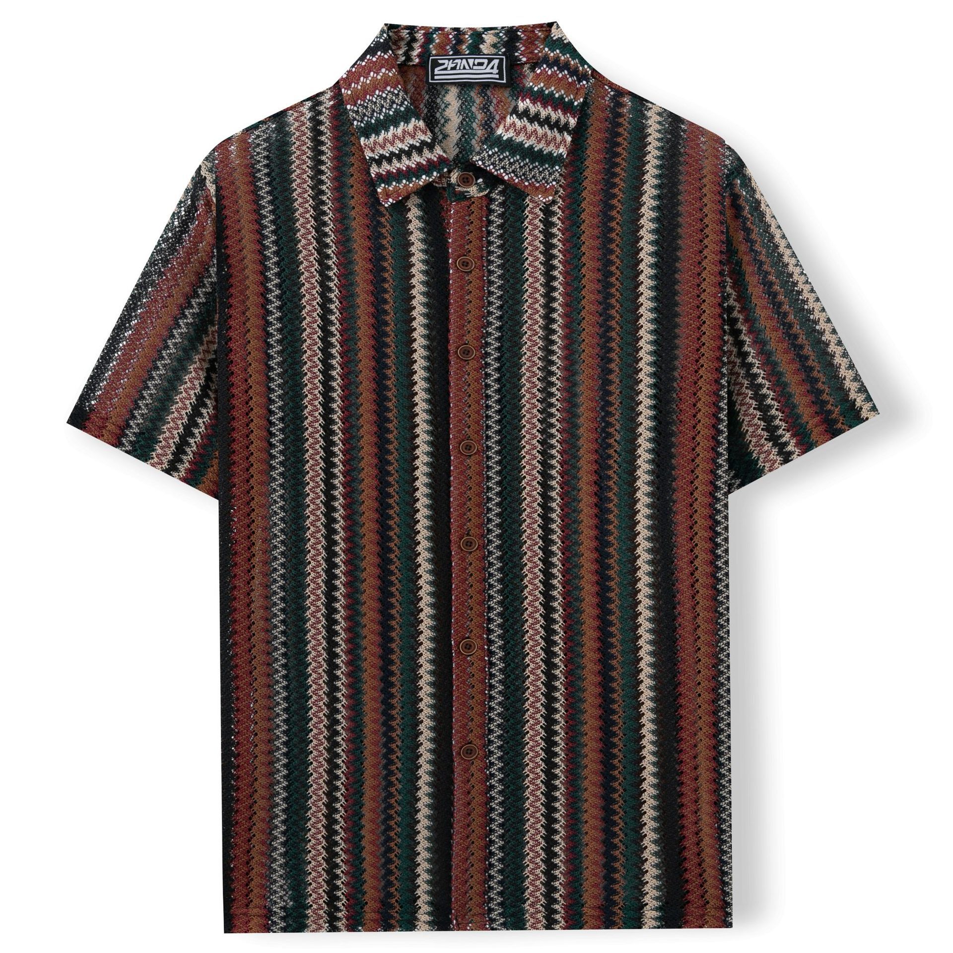 Summer New Men's Ethnic Style Striped Shirt