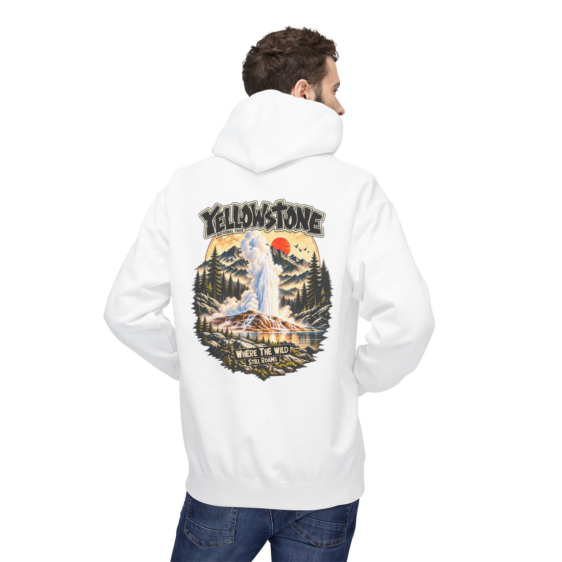 Yellowstone Old Faithful – Where the Wild Still Roams Hoodie Model3