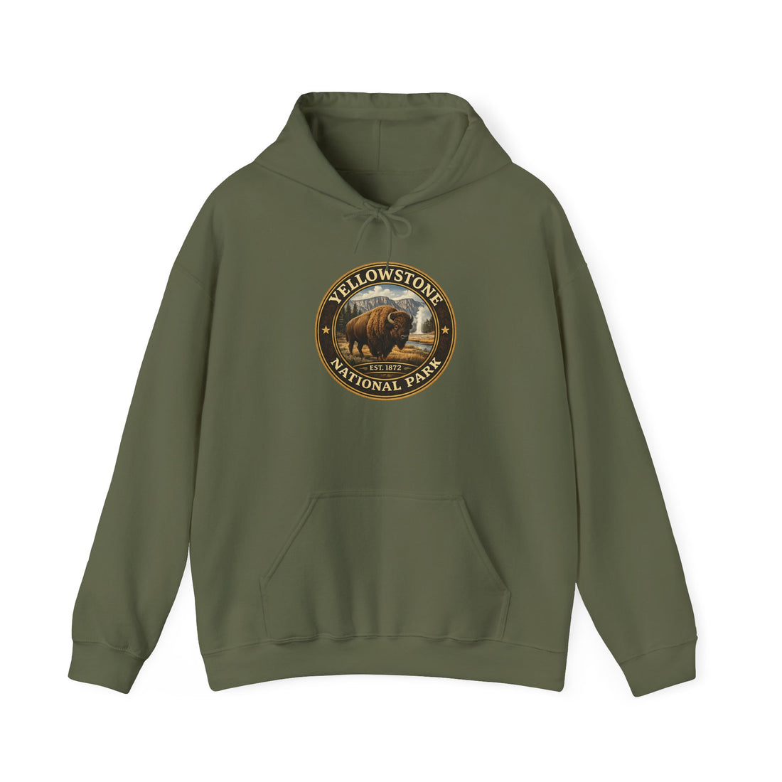 Yellowstone Bison Round Badge Hoodie