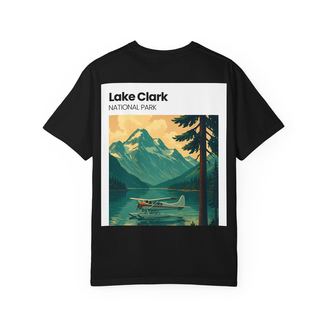 Lake Clark National Park Seaplane Graphic T-shirt | Vintage Travel Poster