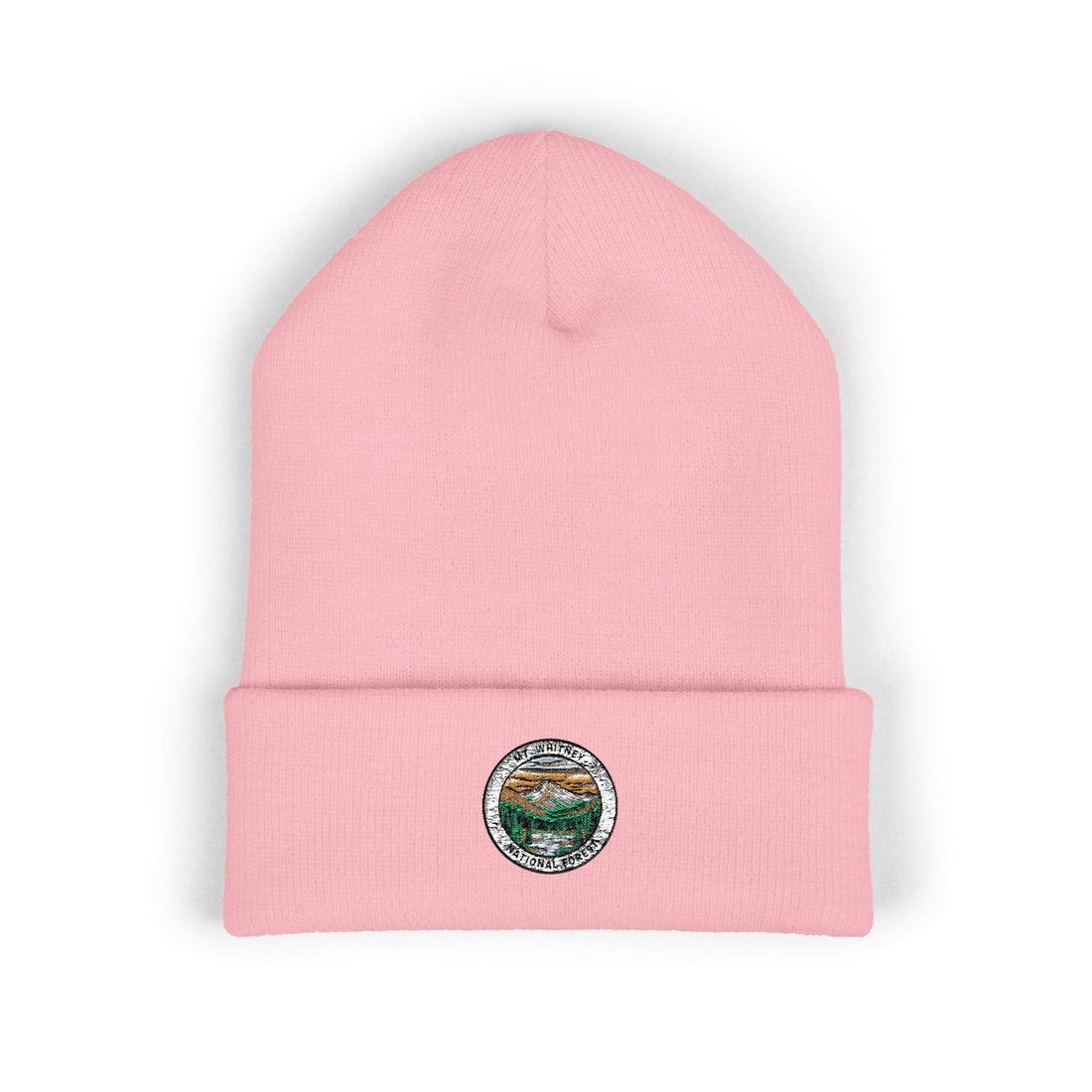 Mountain Whitney Lake Circle Embroidered Beanie | Nature Cabin Patch
