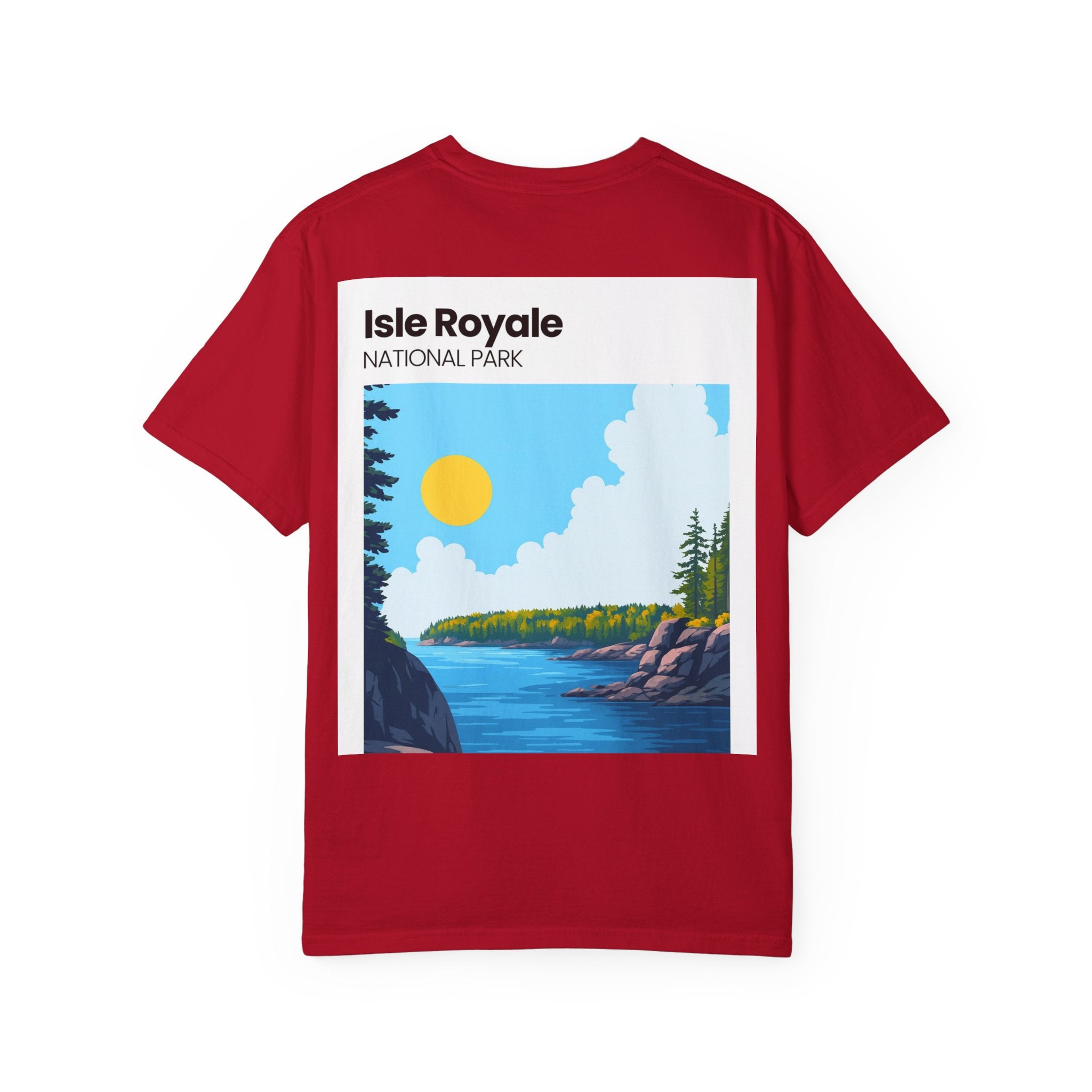 Isle Royale National Park Illustration T-shirt | Scenic Lake Sunrise Tee