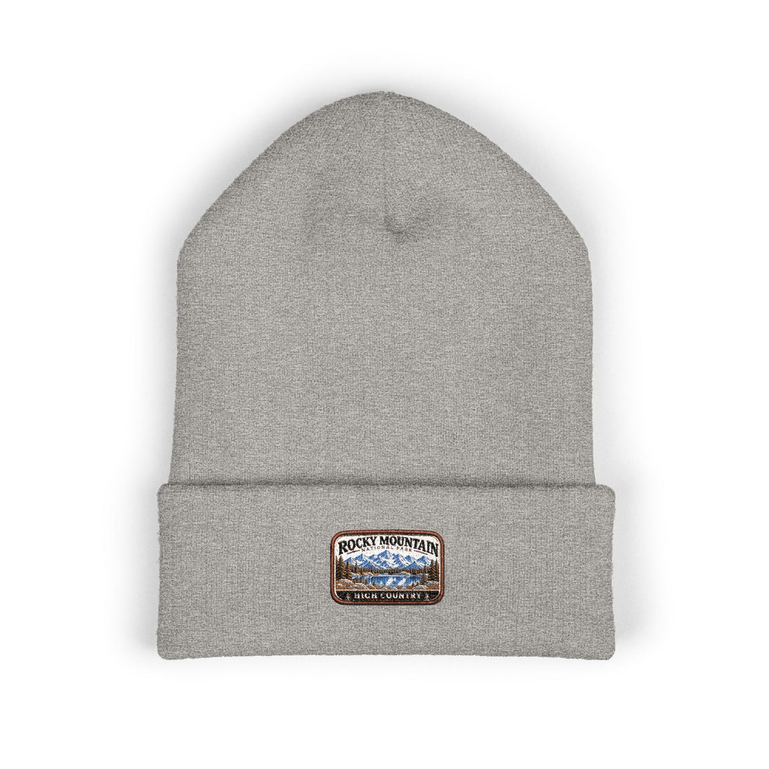 Rocky Mountain National Park Alpine Lake Beanie Square Logo