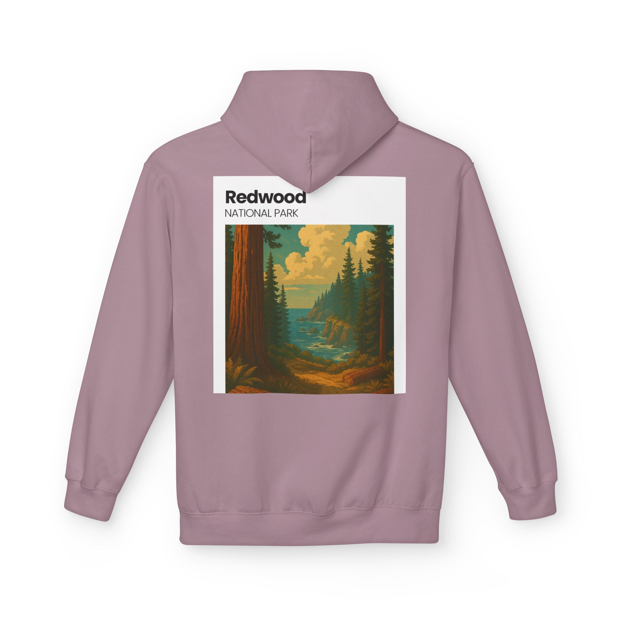 Redwood National Park vintage landscape Hoodie | forest waterfall retro travel art