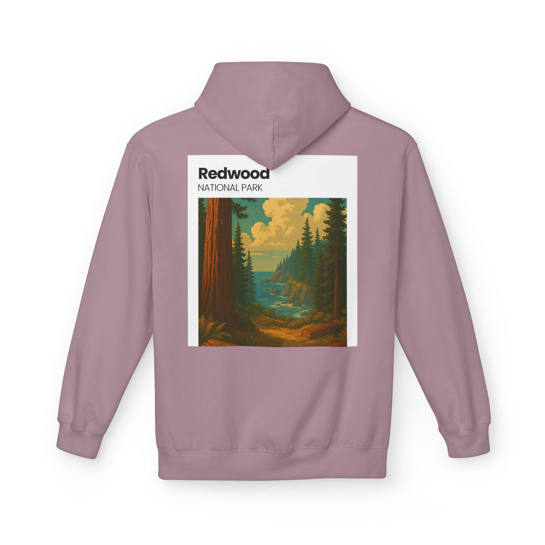 Redwood National Park vintage landscape Hoodie | forest waterfall retro travel art