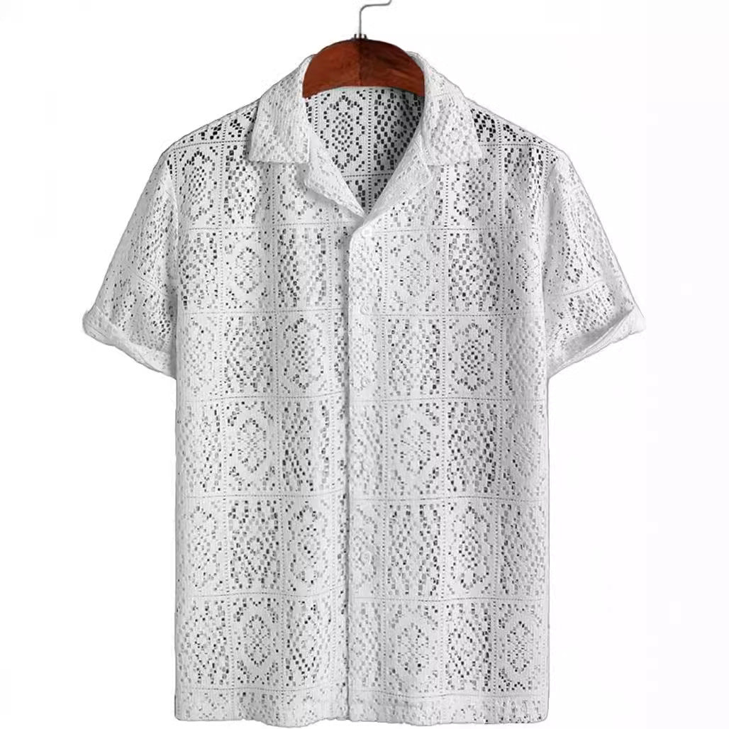 Cross Border Mesh Hollow Out Shirt