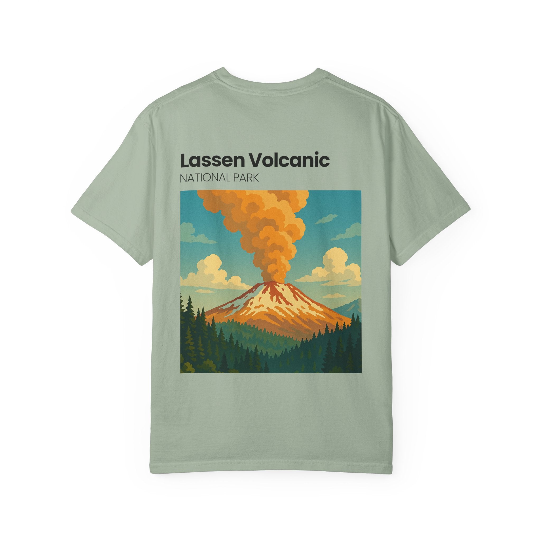 Lassen Volcanic Poster Art T-Shirt | Mountain Eruption Design