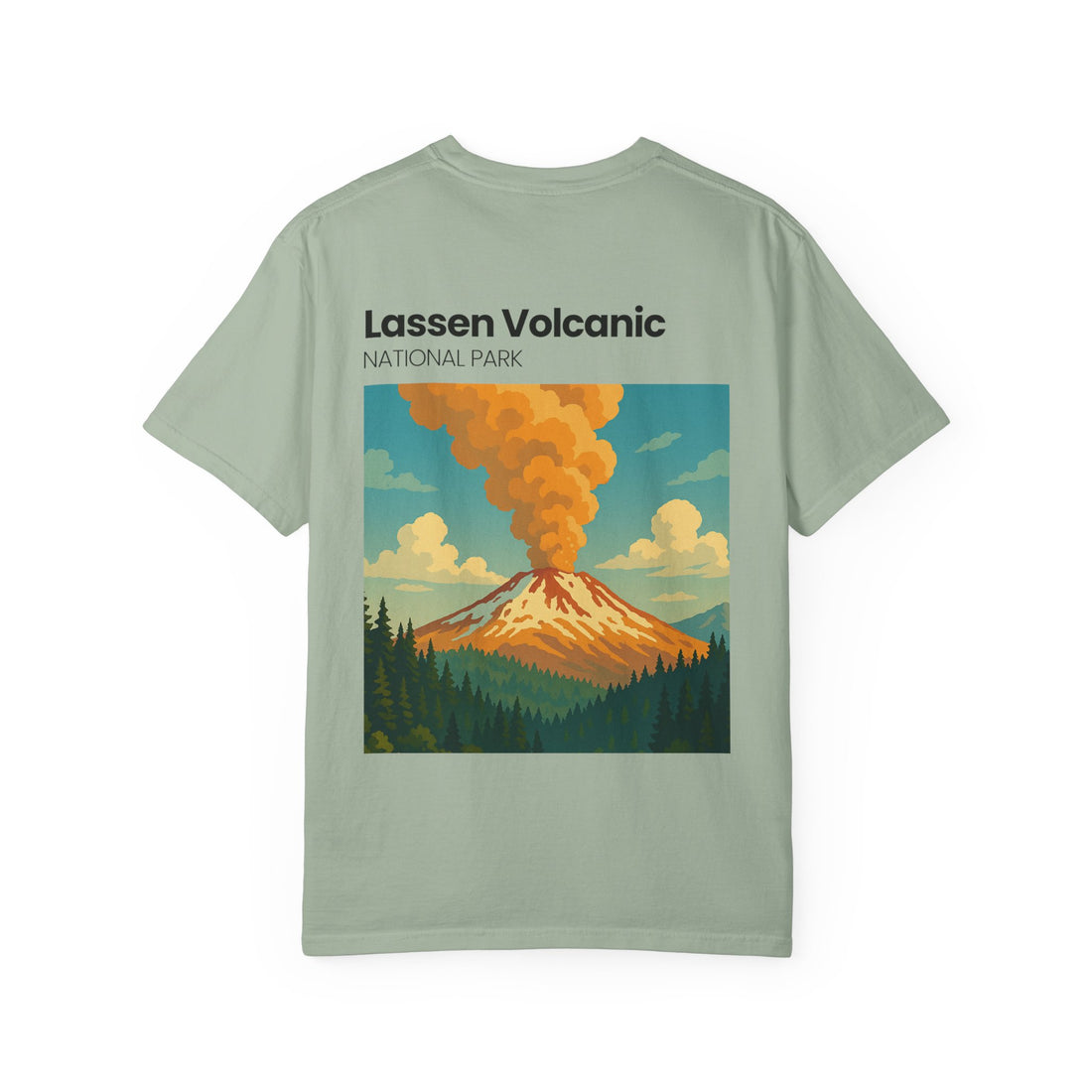 Lassen Volcanic Poster Art T-Shirt | Mountain Eruption Design