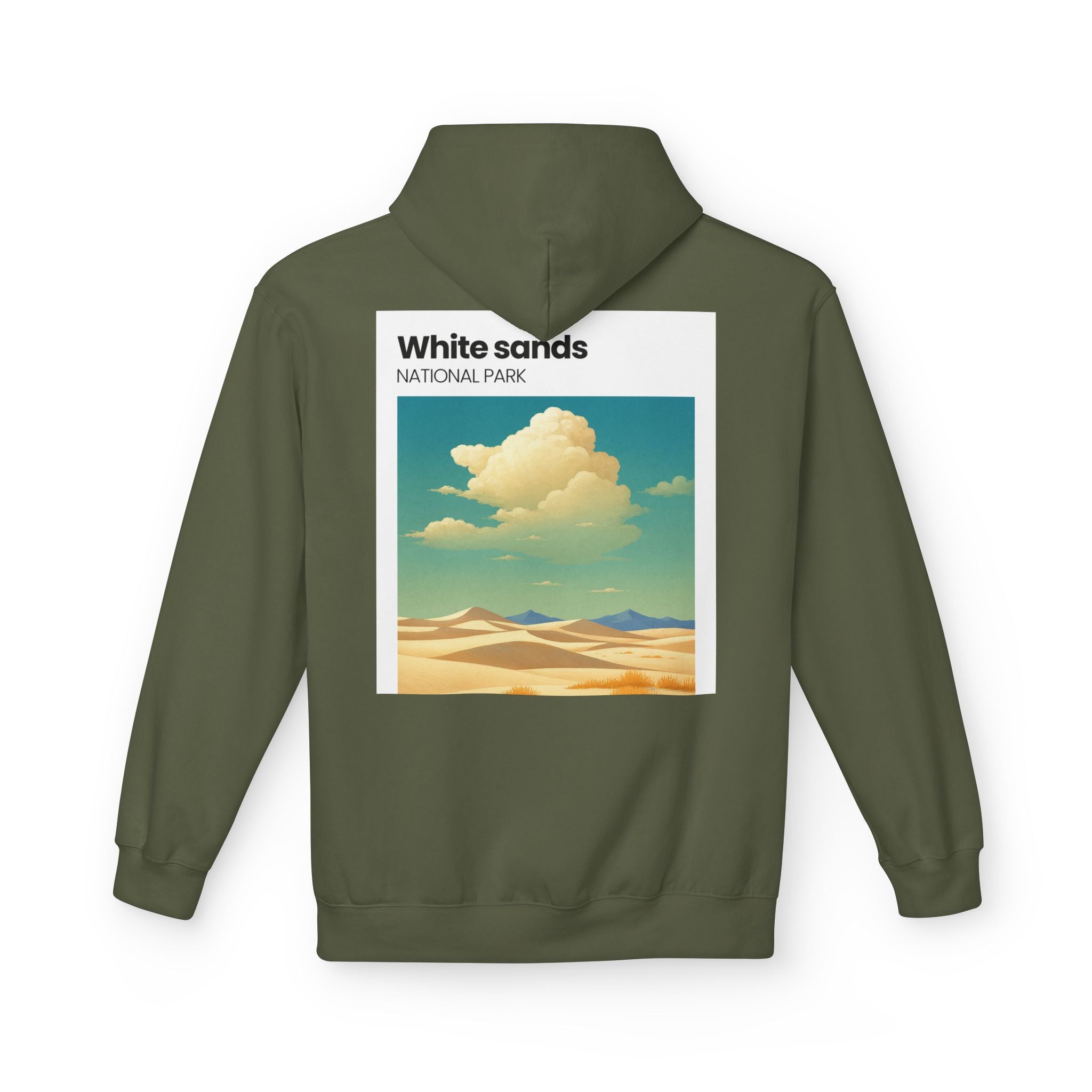 White Sands desert landscape Hoodie | National Park retro poster style