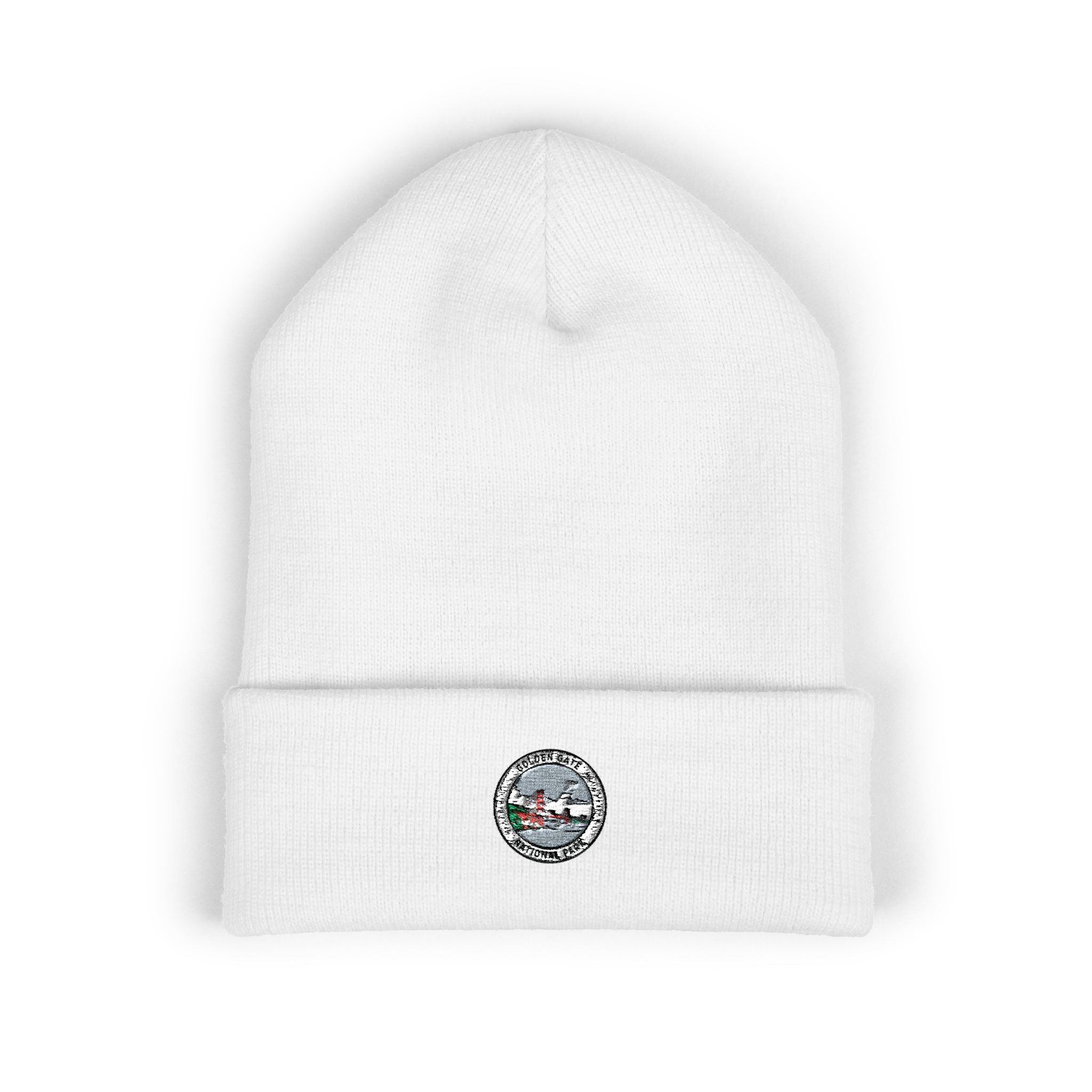 Golden Gate Mountain Lake Patch Beanie | Embroidered Cuffed Beanie